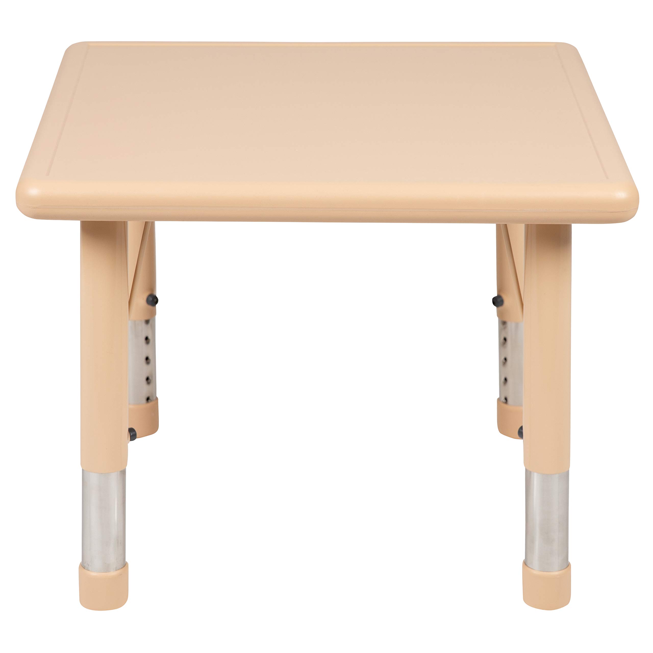 EMMA + OLIVER 24 Inch Square Adjustable Height Kids Activity Table - Natural Plastic Children's School & Learning Table for 4 | Perfect for Classroom, Homeschool, Playroom & Daycare Activities