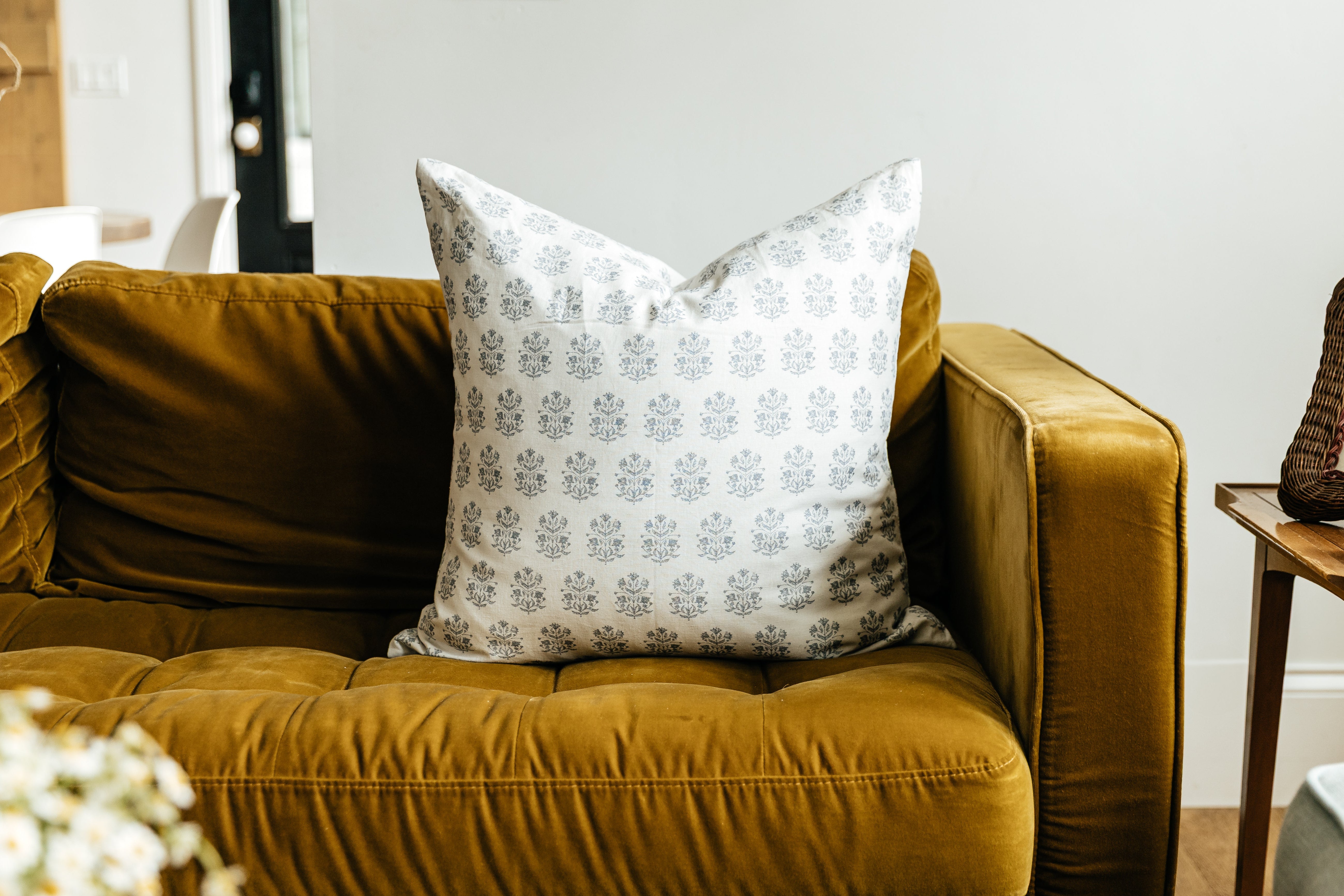 Halston Luxe Floral Euro Pillow Cover - 18x18 Inch Decorative Cushion Case for Sofa, Bed & Home Decor - Soft Cotton Blend with Zipper Closure