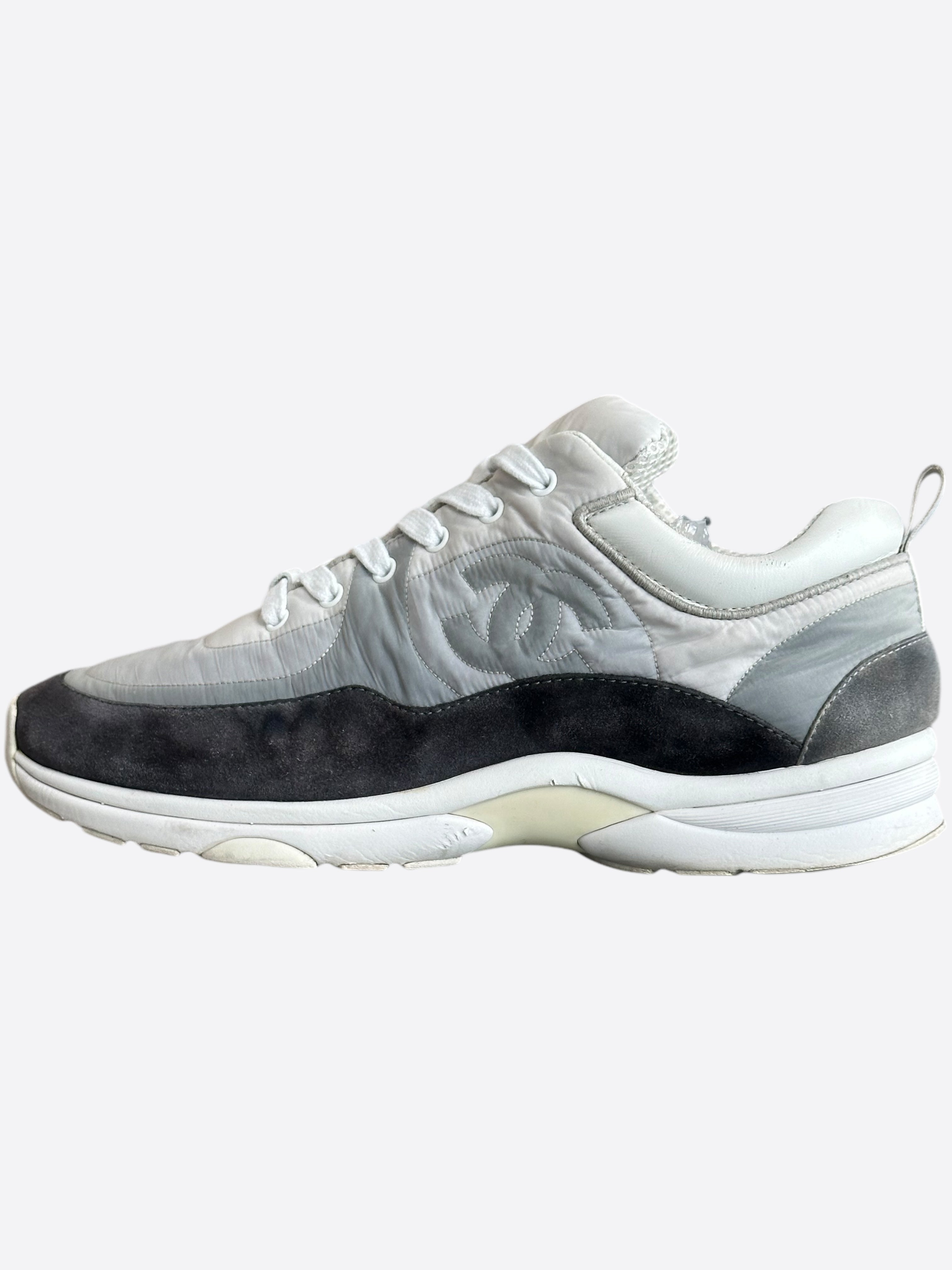 Chanel Grey & Black CC Logo Sneakers for Women - Luxury Designer Casual Shoes for Everyday Wear & Fashion Outfits