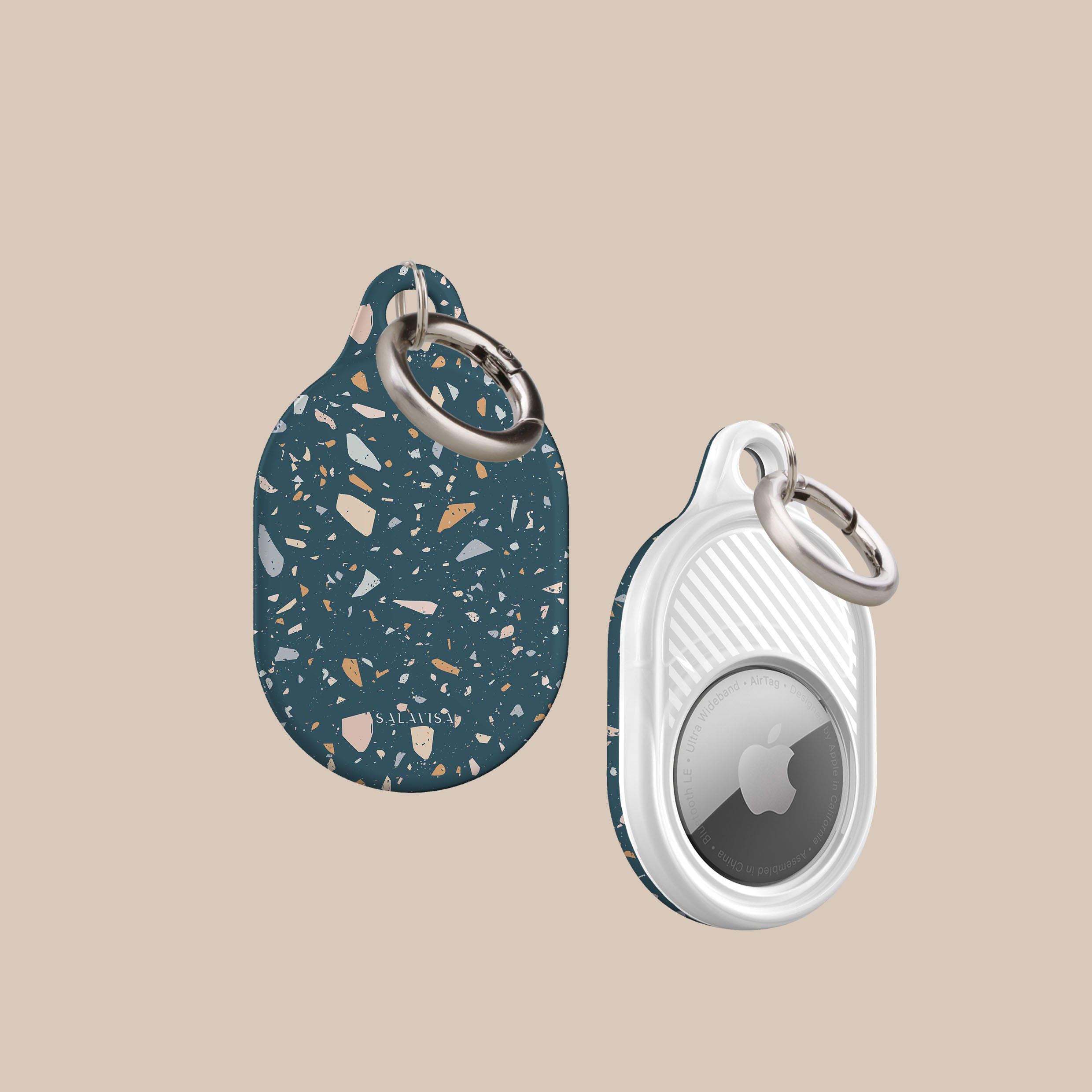 Terrazzo Vanity AirTag Holder - Stylish & Durable Tile Pattern Keychain for Apple AirTag - Perfect for Travel, Luggage, Wallets & Personal Belongings Tracking