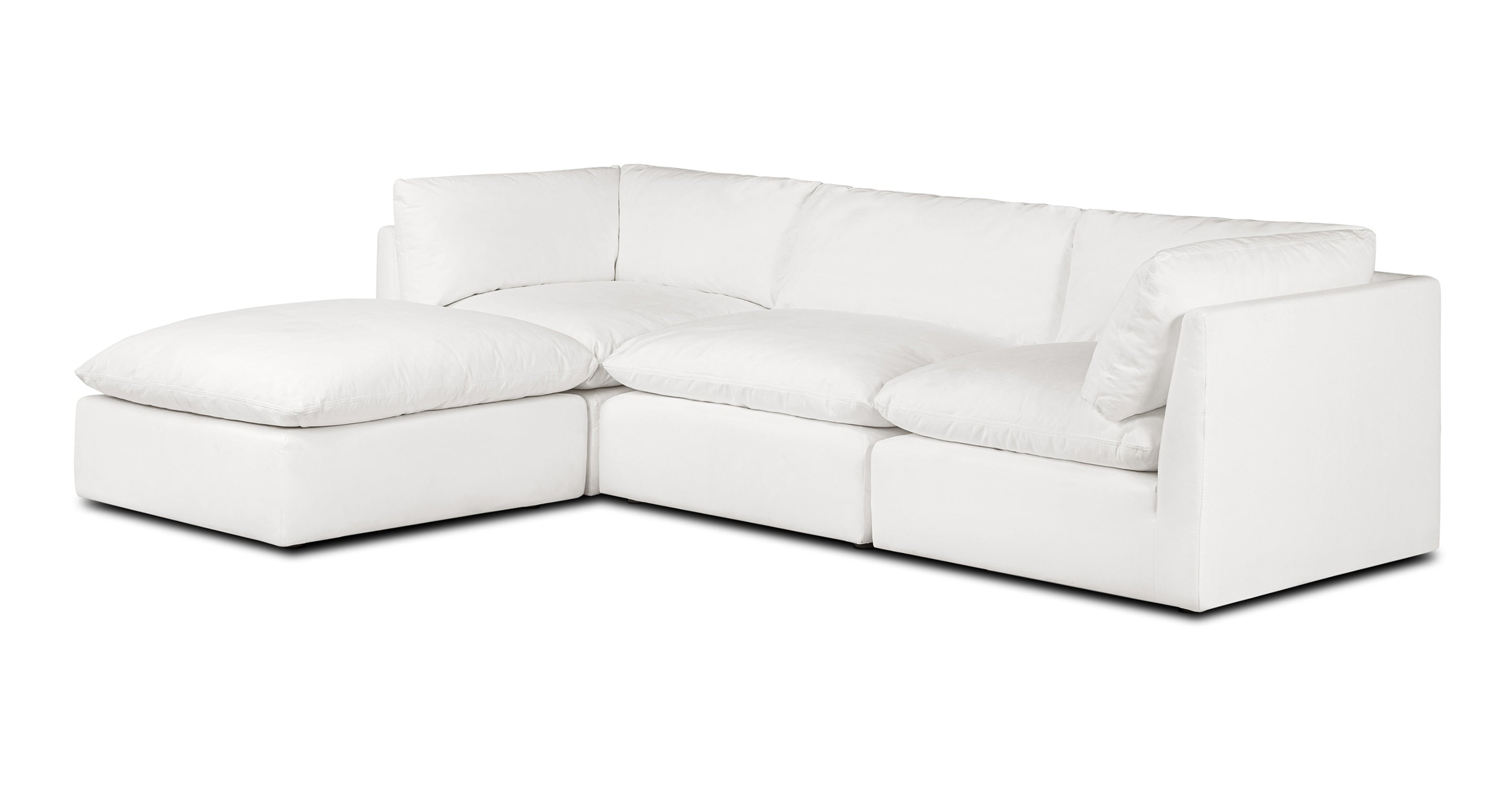 4-Seat Davos Modular Sectional Sofa - Modern L-Shaped Couch for Living Room, Family Room & Lounge - Soft Fabric Upholstery with Reversible Chaise