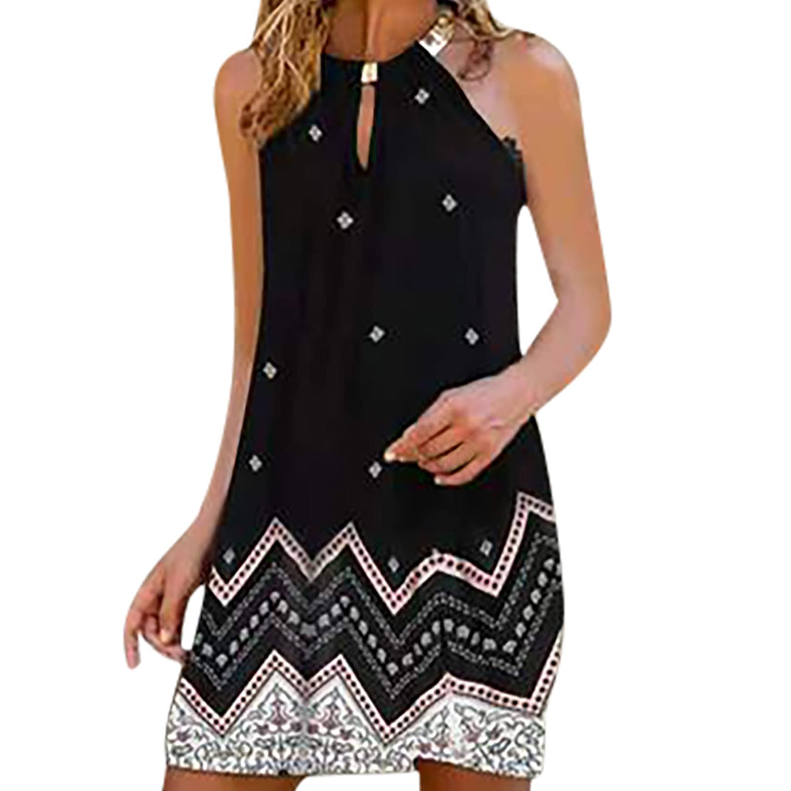 Women's Vintage Printed Sleeveless Mini Cami Dress - Casual Summer Sundress for Beach, Party & Daily Wear