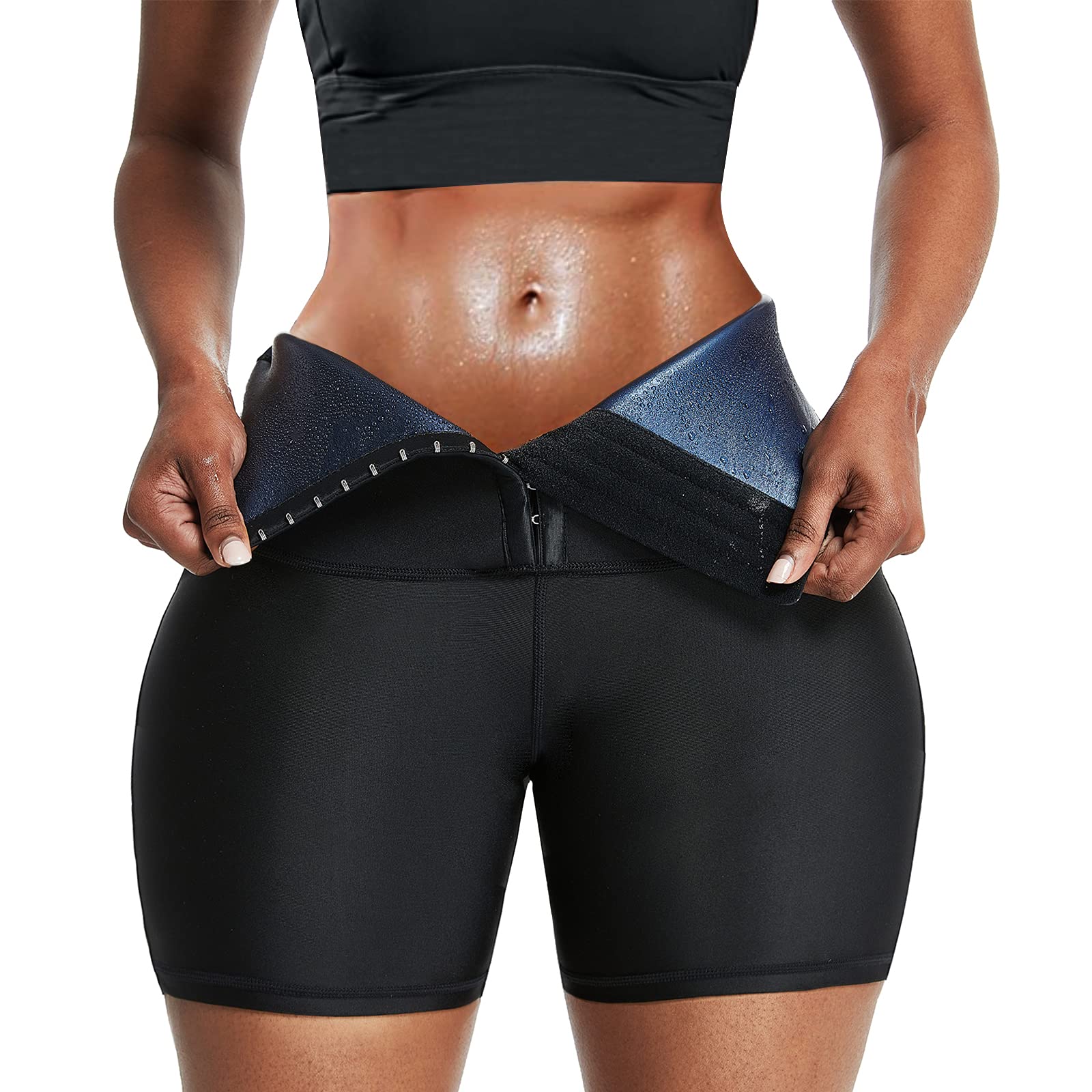 SDKSEOM Women's Sauna Sweat Pants - High Waisted Slimming Shorts for Hot Yoga & Thermo Workout - Perfect for Weight Loss, Detox & Post-Workout Recovery