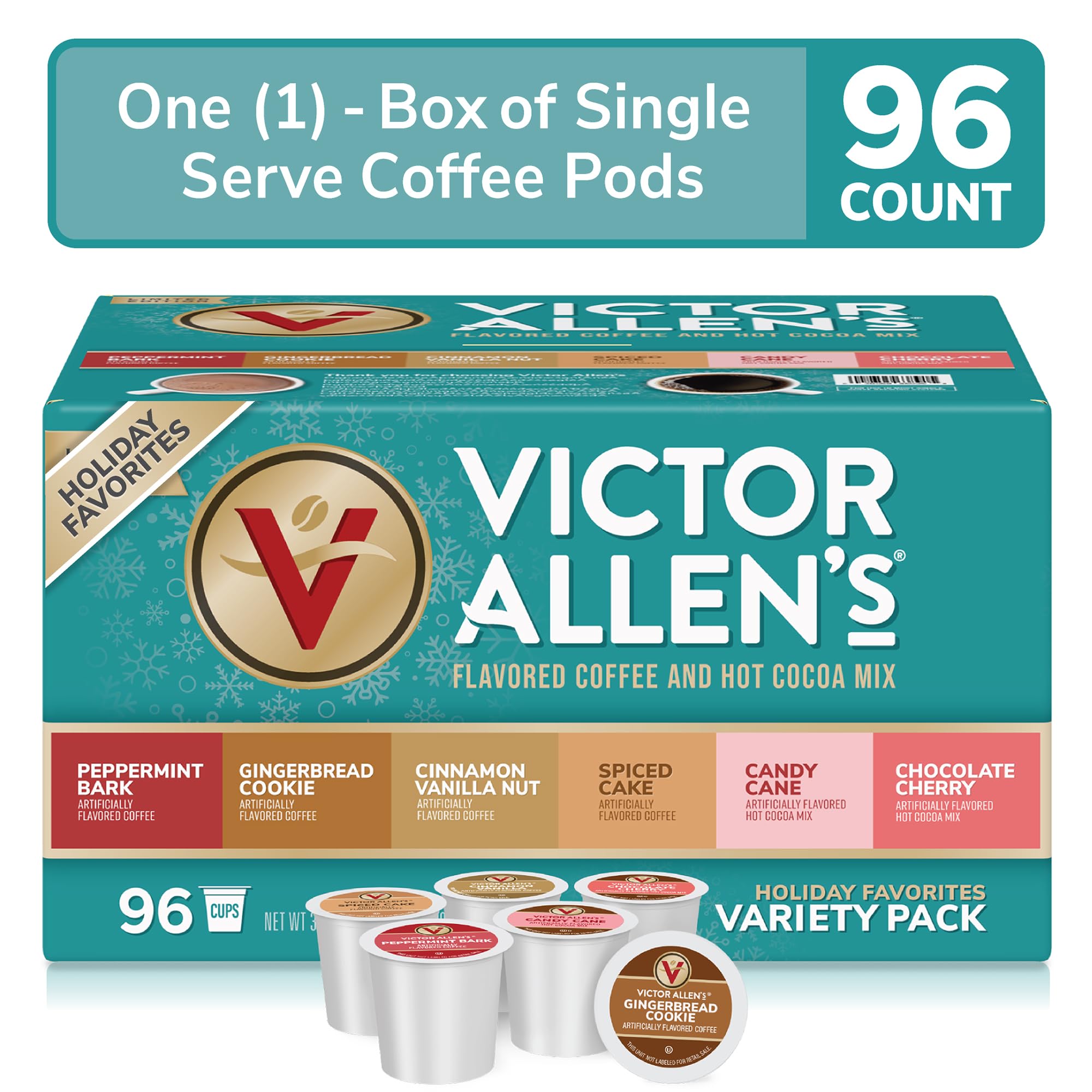 Victor Allen's Coffee & Cocoa Variety Pack - 96 K-Cups for Keurig | Holiday Gift & Office Use