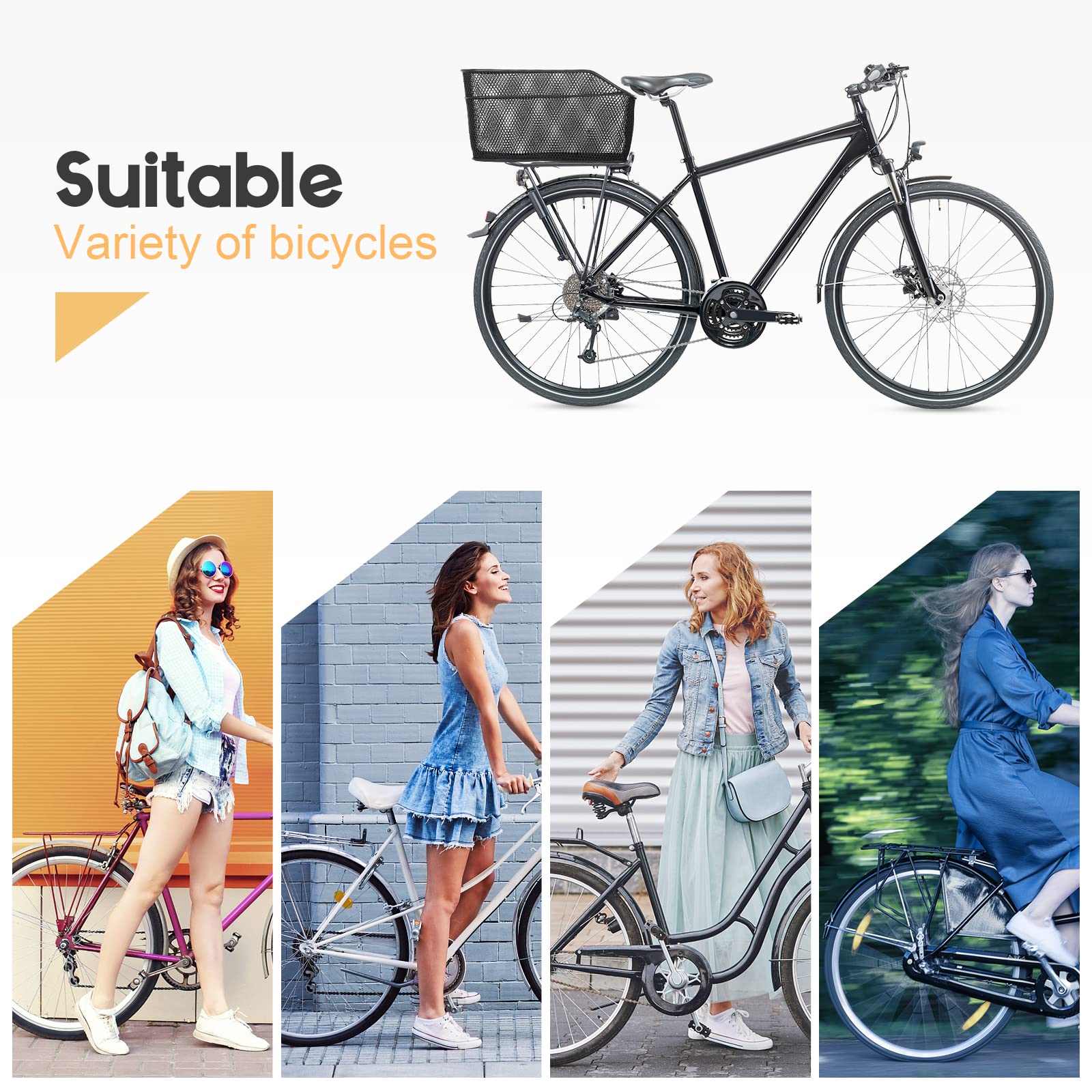 Lixada 20L Universal Rear Bike Basket - Water Resistant Metal Bicycle Cargo Basket for Rear Rack | Perfect for Commuting, Grocery Shopping & Outdoor Adventures