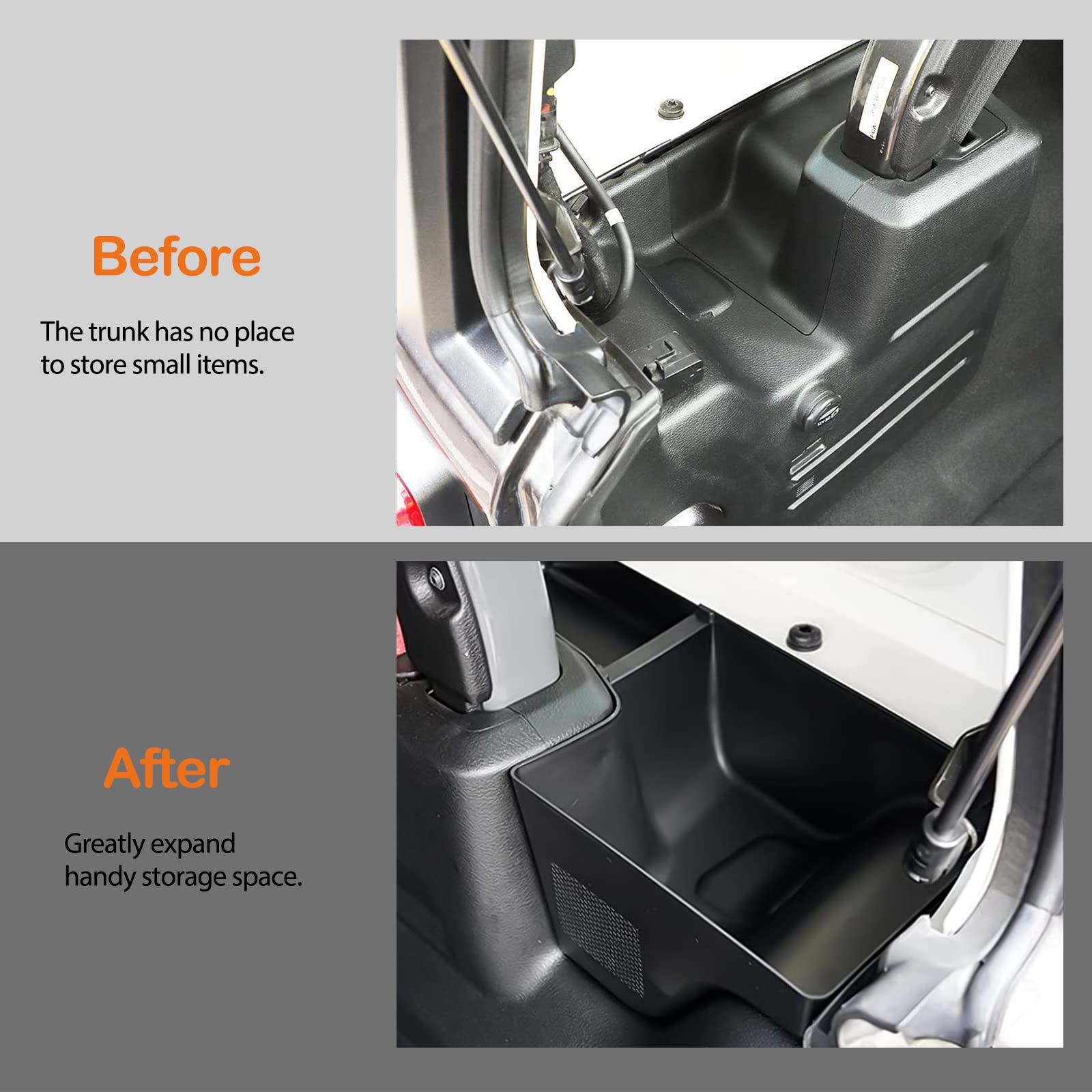 2Pcs Trunk Organizer Storage Box for 2018-2023 Jeep Wrangler JL JLU 4-Door - Rear Wheel Well Storage Bin & Cargo Tray Accessories (Fits JL 4-Door Models Only) - Perfect for Road Trips, Camping & Outdoor Adventures