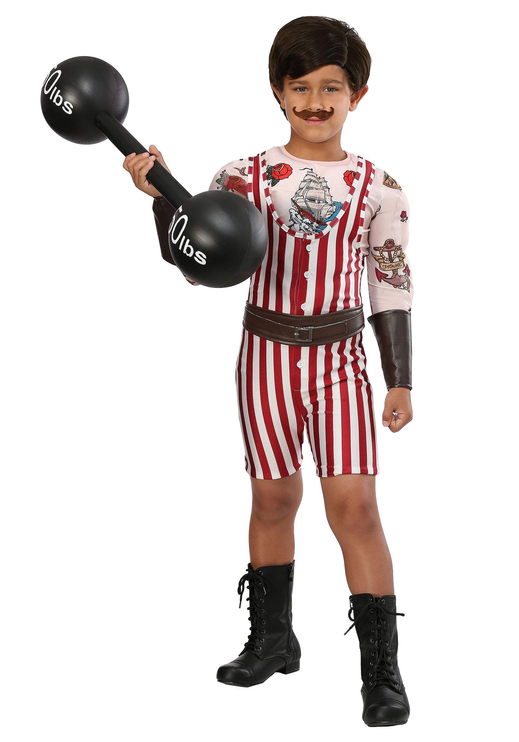 Vintage Strongman Costume for Boys - Halloween, Cosplay & Circus Themed Party Outfit - Kids Superhero Muscle Costume for Dress Up & Pretend Play