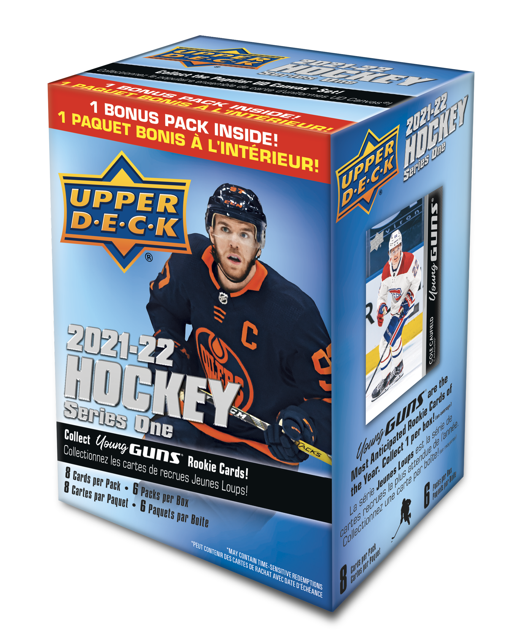 2021-22 Upper Deck Series 1 Hockey Blaster Box - 24 Packs with Exclusive Young Guns Rookies - Perfect for NHL Collectors & Fantasy Hockey Fans