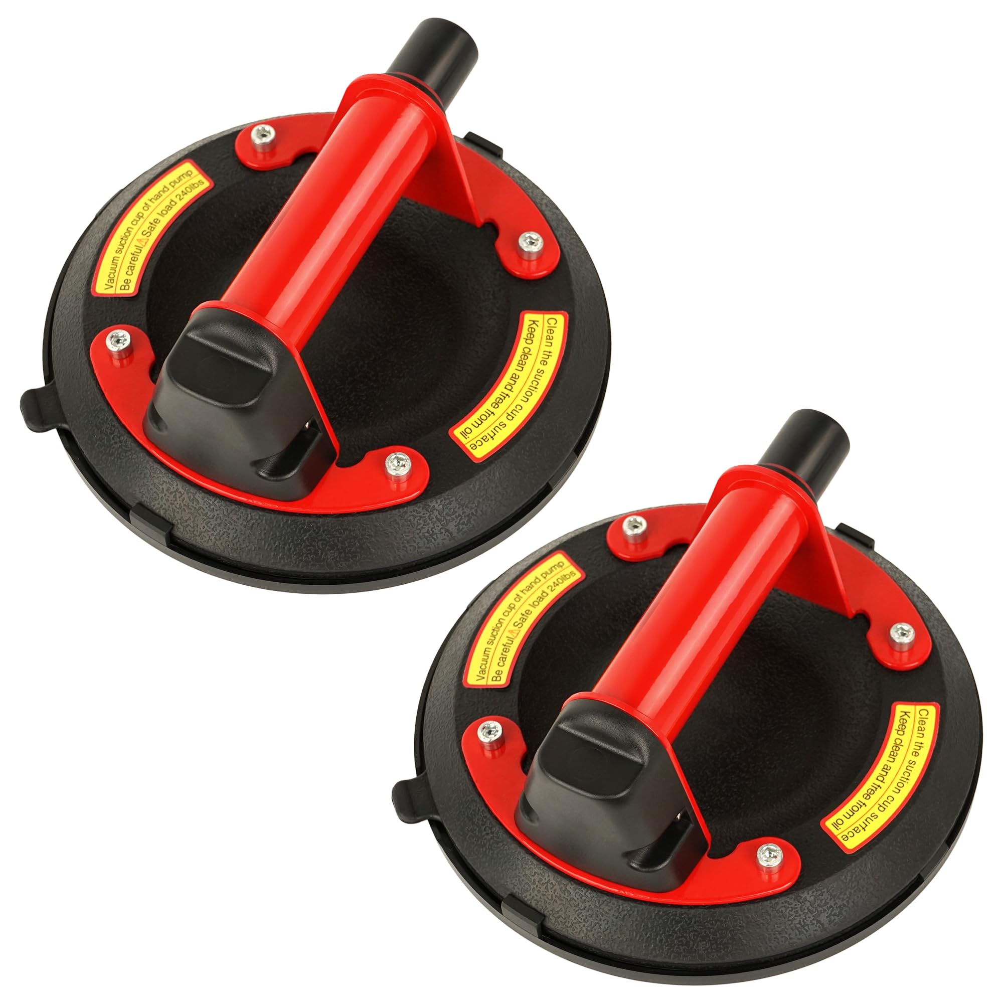 8 Inch Heavy Duty Glass Suction Cup - 2 Pack Vacuum Lifters for Windshield, Tile, Granite & Glass Door Installation - Industrial Strength with Durable Carry Case - Perfect for Construction, Auto Repair & Home Improvement Projects