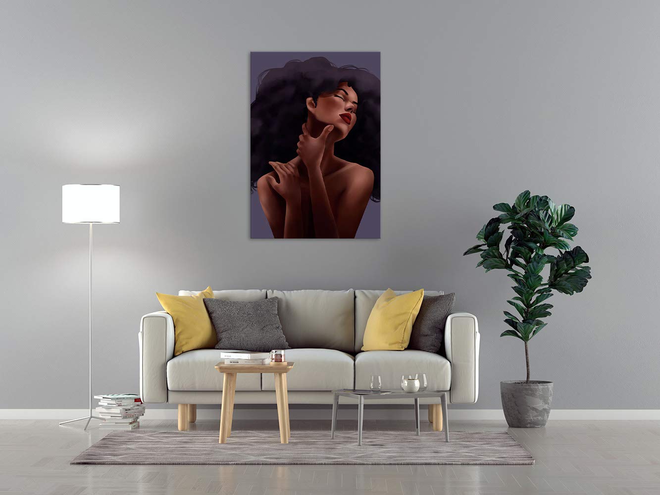 AMEMNY Black Girl Art Beauty - African American Wall Art, Afro Woman Painting, Black Women Artwork - Framed Ready to Hang Wall Decor for Living Room, Bedroom & Office - Perfect for Home Decor, Gifts & Cultural Appreciation