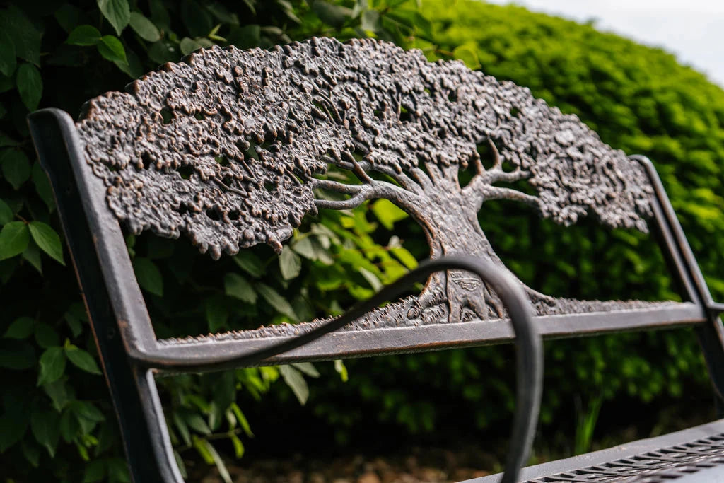 Handcrafted Outdoor Tree of Life Bench - Rustic Wooden Garden Bench for Patio, Backyard & Porch - Perfect for Relaxing, Meditation & Outdoor Decor