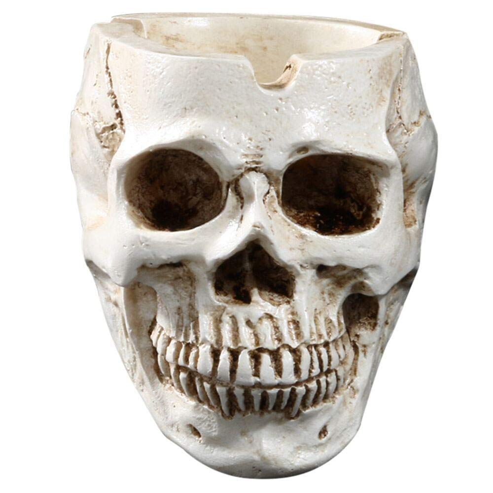 **Skeleton Head Halloween Ashtray - Realistic Resin Skull Model for Smoking Accessories, Home Decor & Party Supplies - Perfect for Halloween Decor, Themed Parties & Gothic Gifts (White, One Size)**