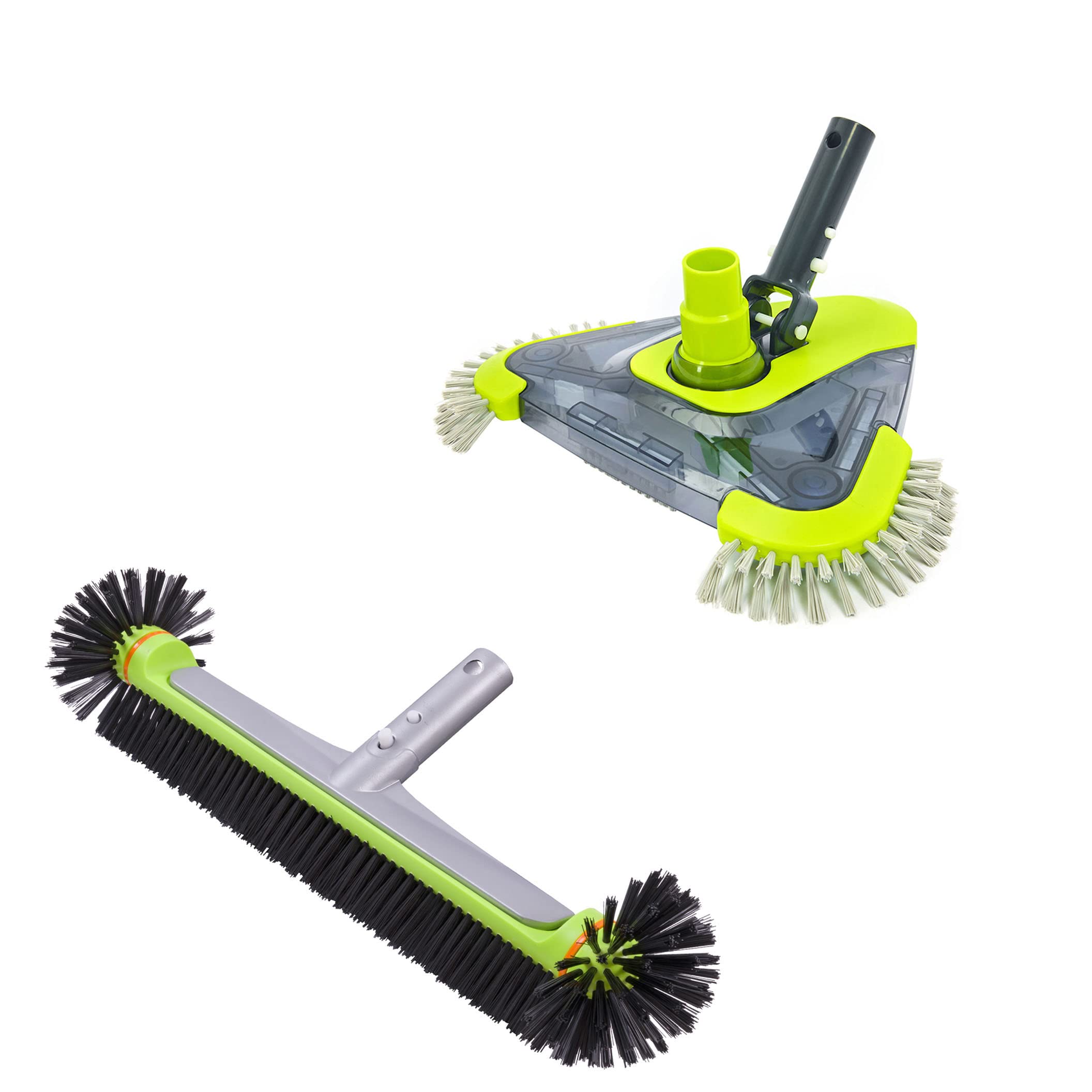 Heavy Duty Round Pool Brush with Rotatable Vacuum Head - Professional Swimming Pool Cleaning Tool for In-Ground & Above Ground Pools - Perfect for Removing Algae, Dirt & Debris from Pool Walls & Floors