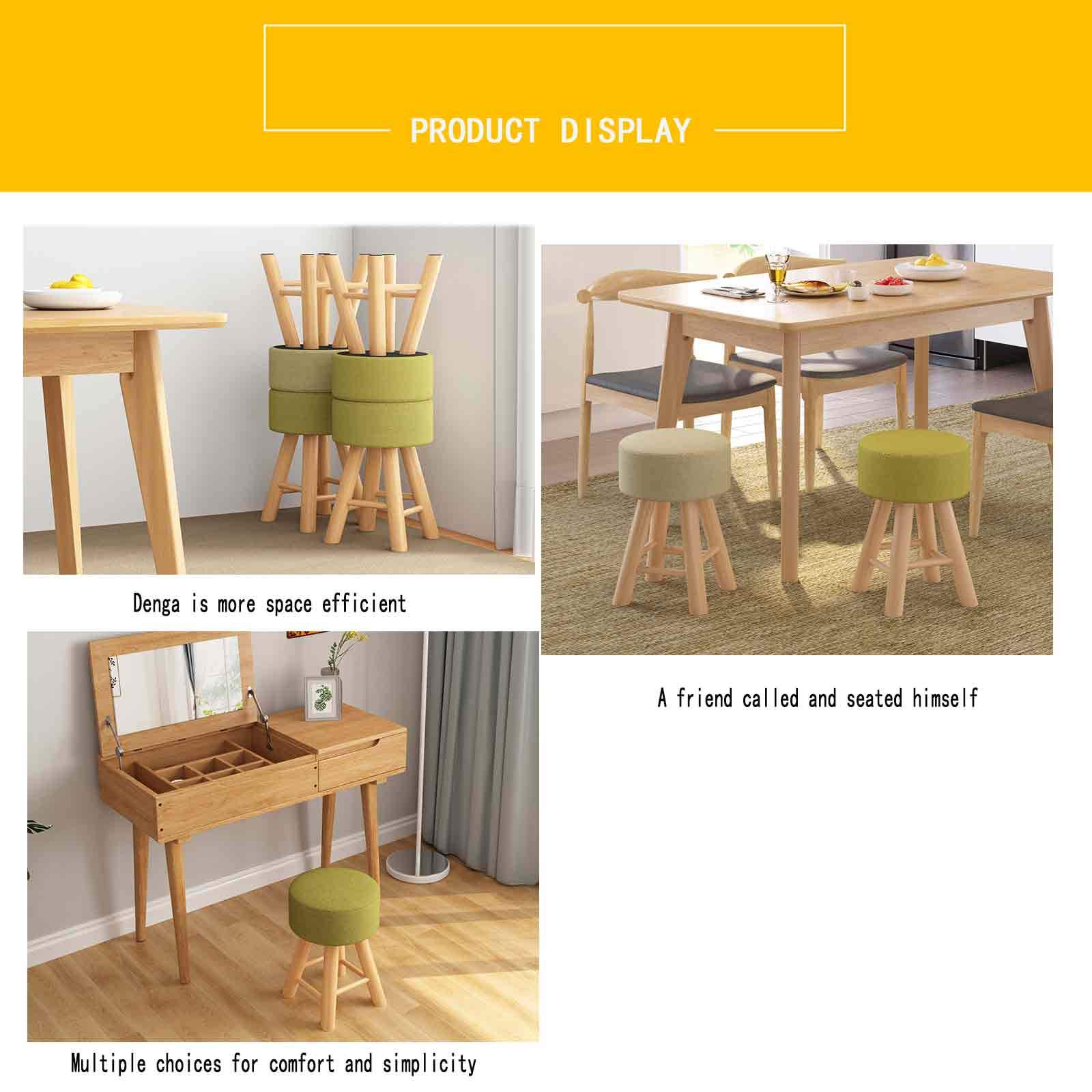 Vanity Stool with Upholstered Seat - Solid Wood Legs, 220 lb Capacity - Modern Makeup Dressing Bench & Piano Stool for Bedroom, Living Room, and Entryway