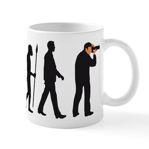 White - Evolution Of Man Photographer Mugs