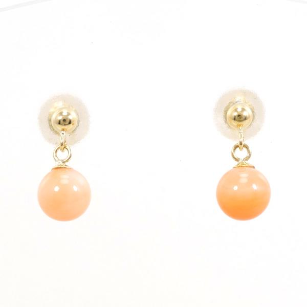 18K Yellow Gold Coral Earrings for Women - Elegant Handmade Dangle Earrings - Perfect for Weddings, Parties & Special Occasions