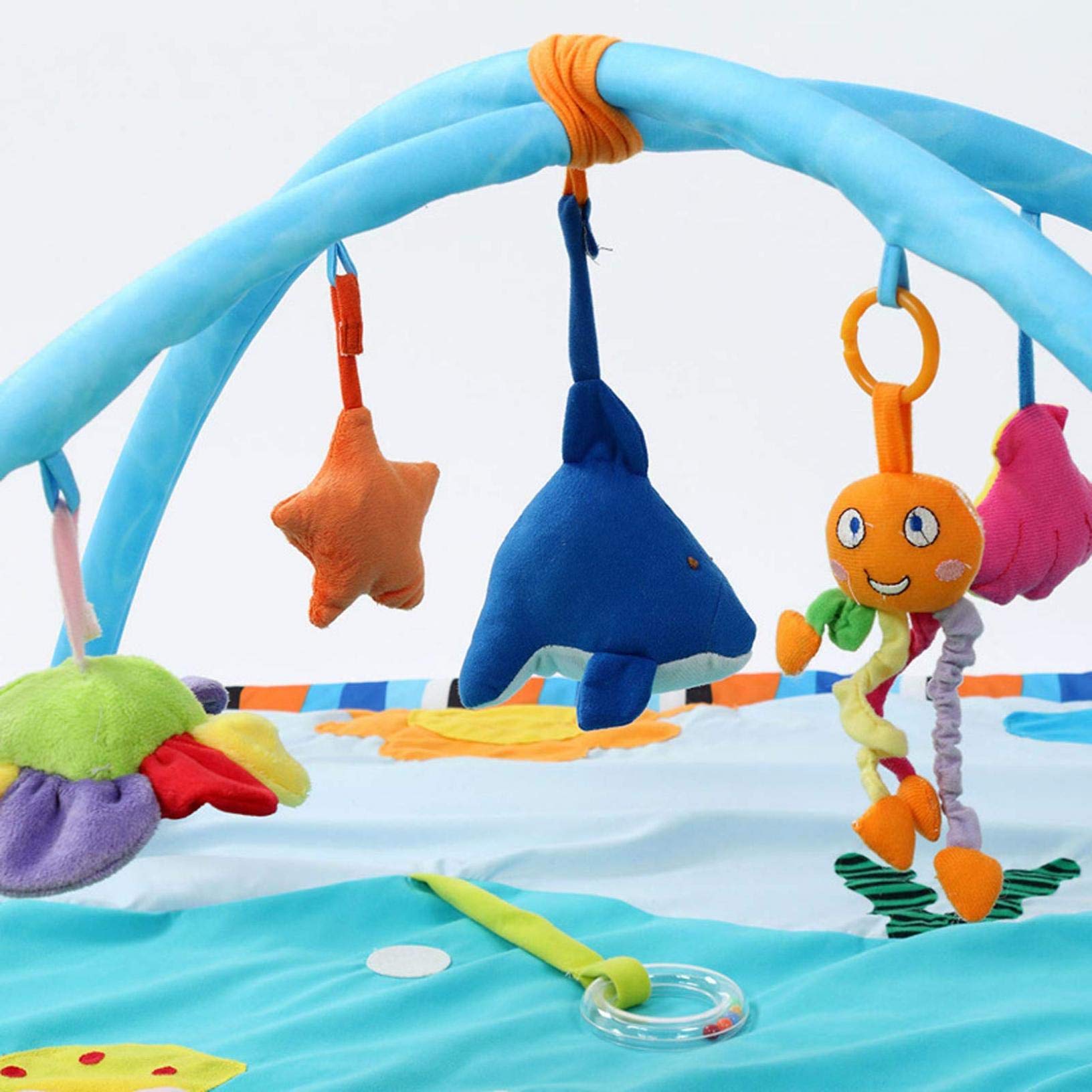Soft Ocean Pattern Baby Playmat with Removable Toys - Non-Toxic Crawling Mat for Infants & Toddlers - Perfect for Nursery Floor, Playtime & Learning Activities