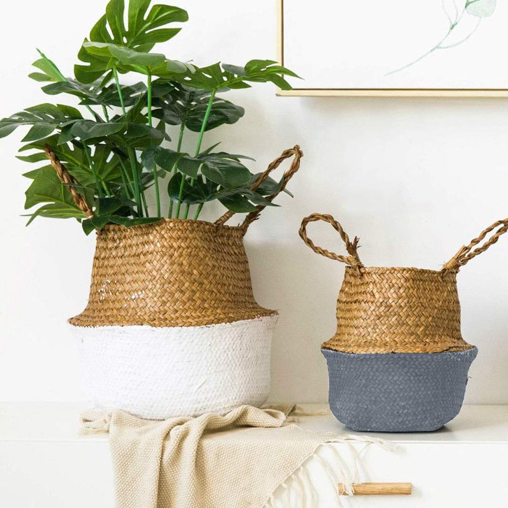 Natural Seagrass Woven Storage Basket - Eco-Friendly Rattan Organizer for Clothes, Toys, Plants & Home Decor | Perfect for Bedroom, Bathroom, Nursery & Living Room Organization