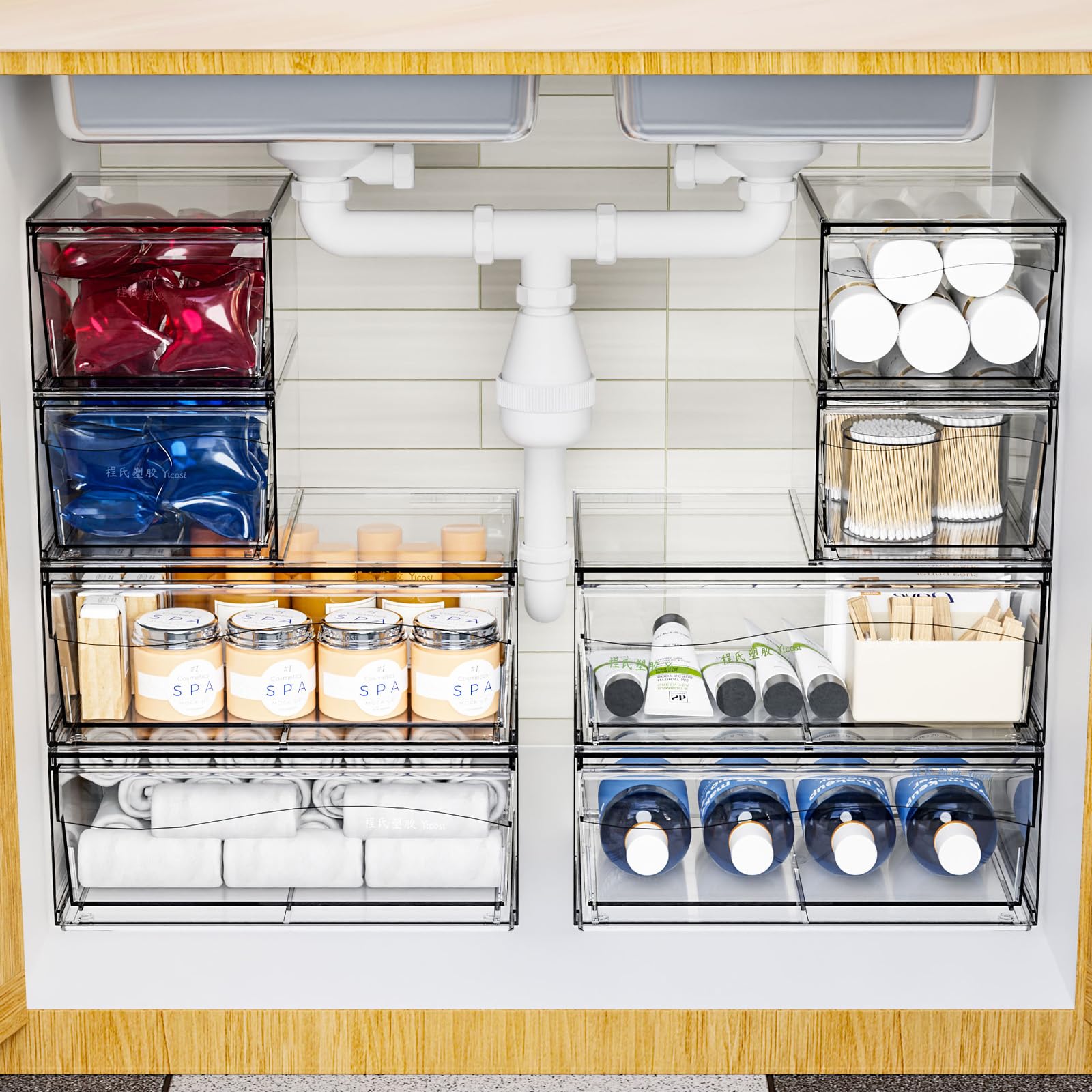 6 Pack Clear Stackable Storage Drawers - 4.4