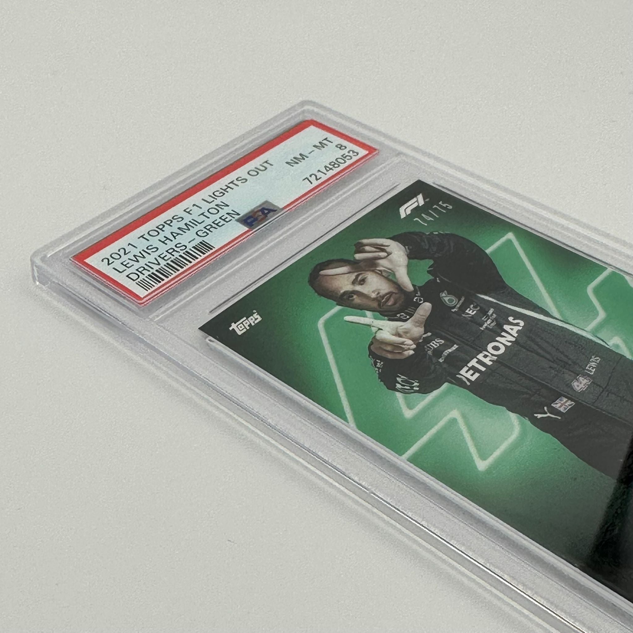 PSA 8 Graded 1974-75 Lewis Hamilton Green Parallel Racing Card - Perfect for Collectors, Sports Memorabilia Enthusiasts & F1 Racing Fans