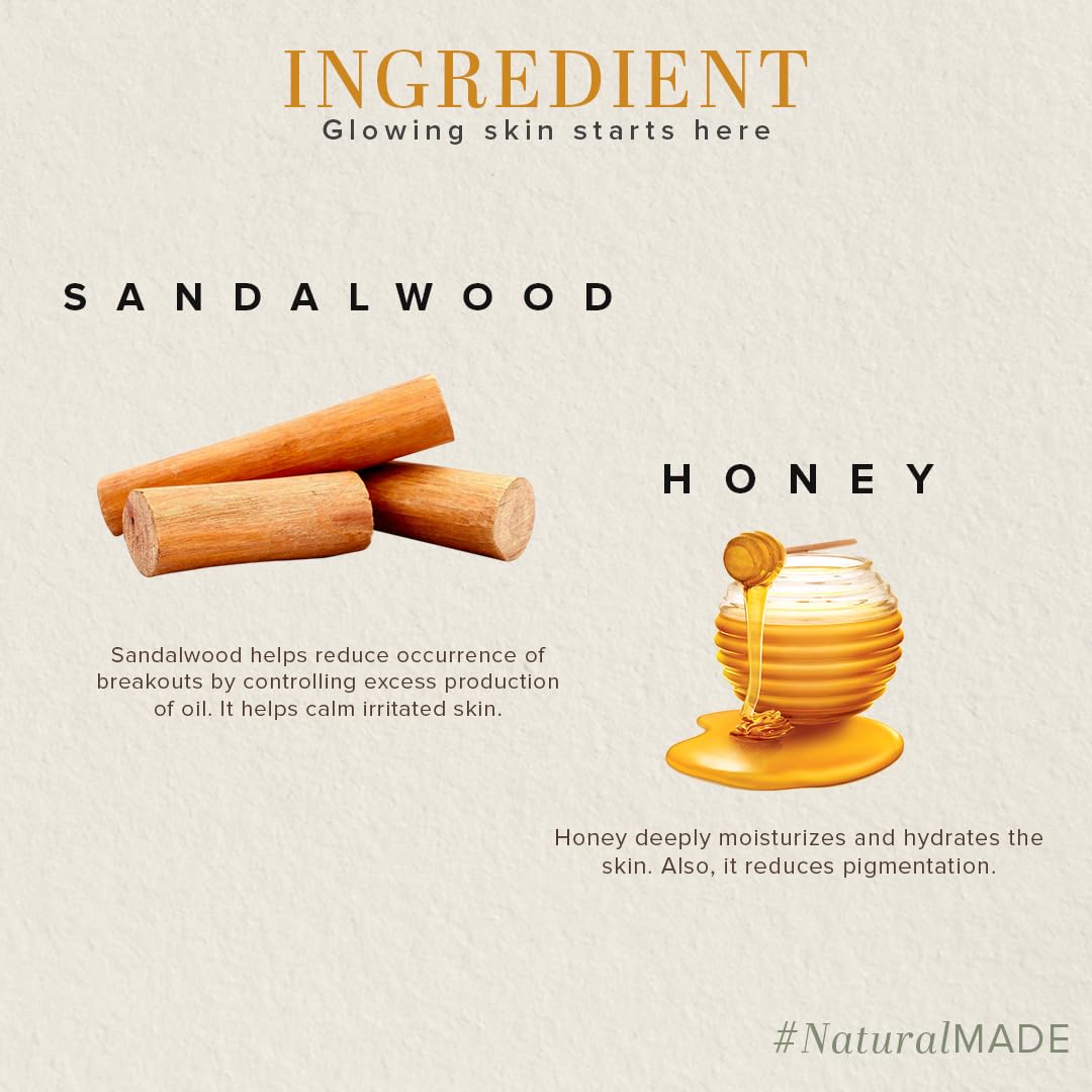 Khadi Natural Sandalwood & Honey Face Wash - Gentle Cleanser for Healthy, Soft Skin | Soothes Sunburns & Suits All Skin Types | Pack of 2 (420ml Total) | Perfect for Daily Skincare Routine & Post-Sun Care