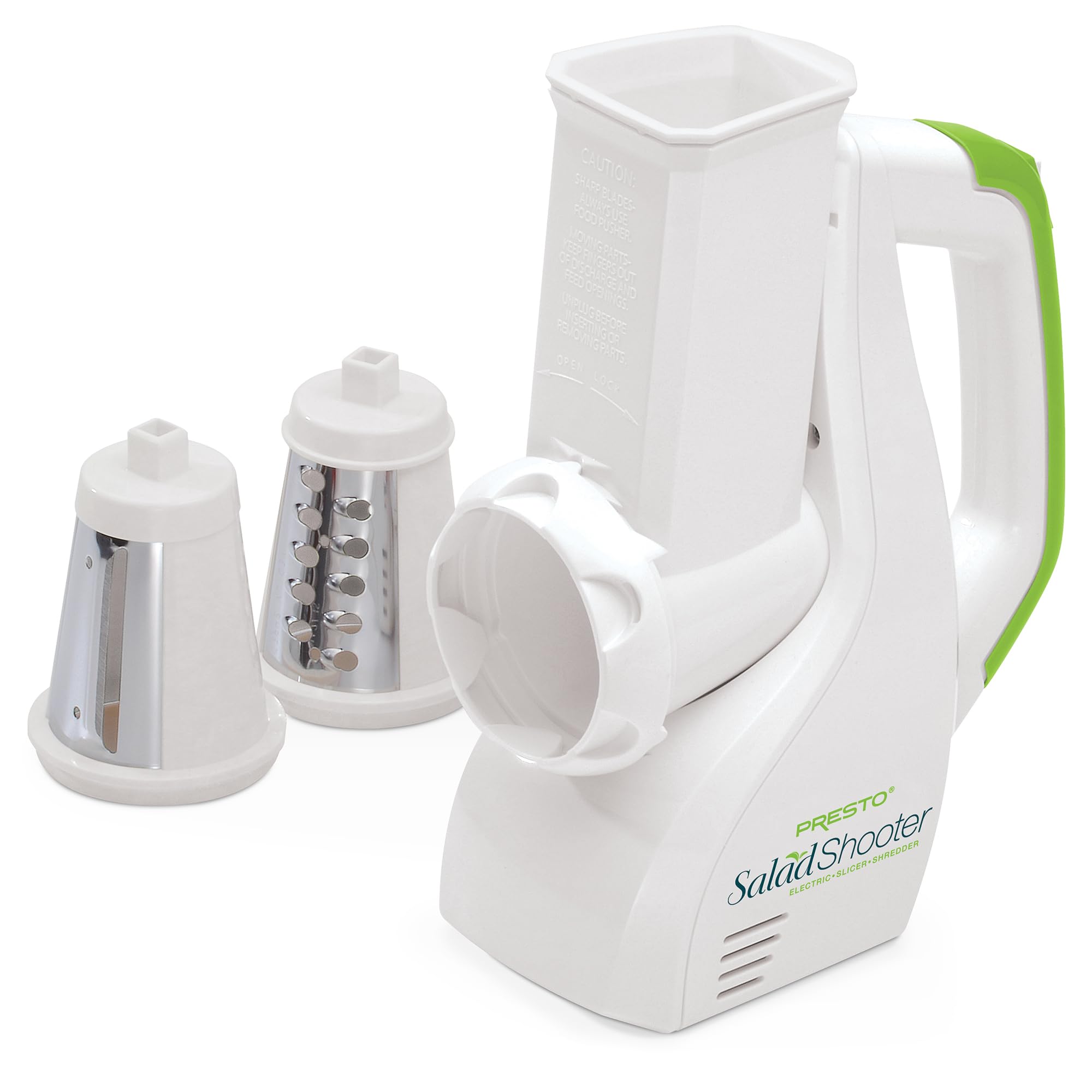 Presto Salad Shooter Electric Slicer and Shredder - White | Fast Food Prep for Salads, Pizzas & More | Perfect for Home Kitchens & Meal Prep