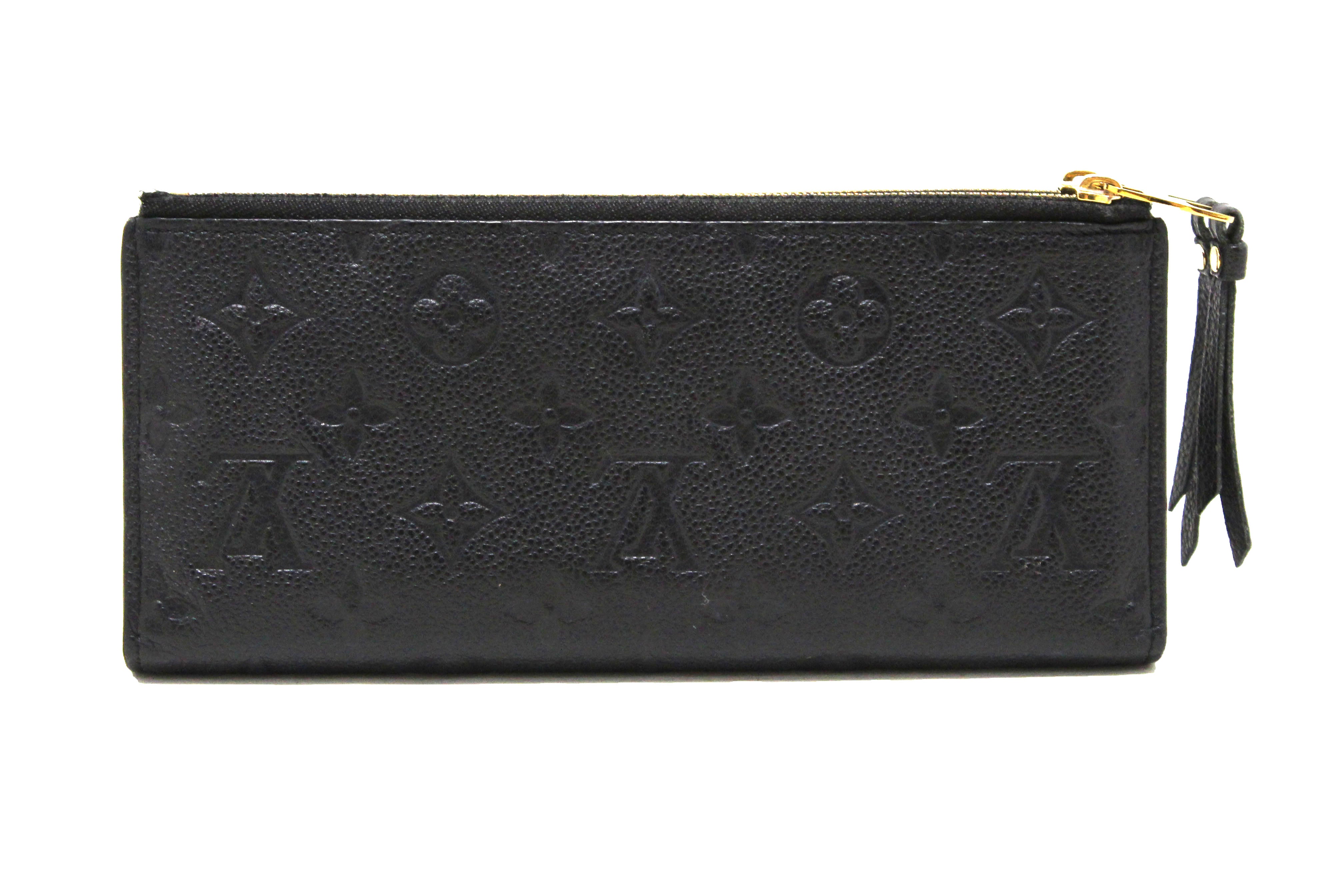 Authentic Louis Vuitton Black Monogram Empreinte Leather Adele Long Wallet for Women | Luxury Designer Bifold Wallet with Card Slots & Zippered Coin Pocket | Perfect for Everyday Use, Travel & Gift Giving