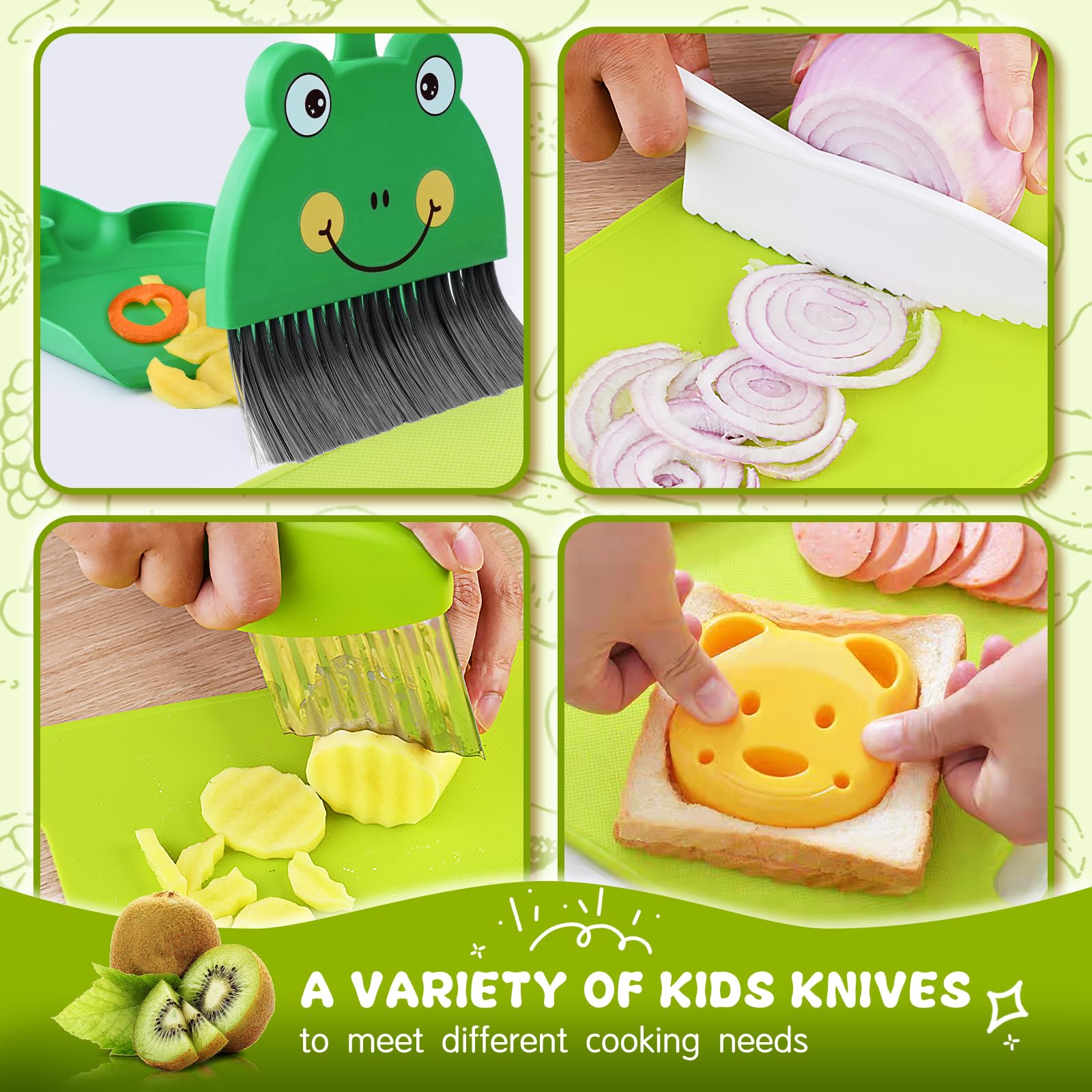 Montessori Kitchen Toys for Kids - 14pcs Realistic Cooking Play Set with Safe Knife for Toddlers Ages 2-8 | Pretend Play, Early Learning & Gift Idea for Boys & Girls | Perfect for Home, Preschool & Role-Playing Activities