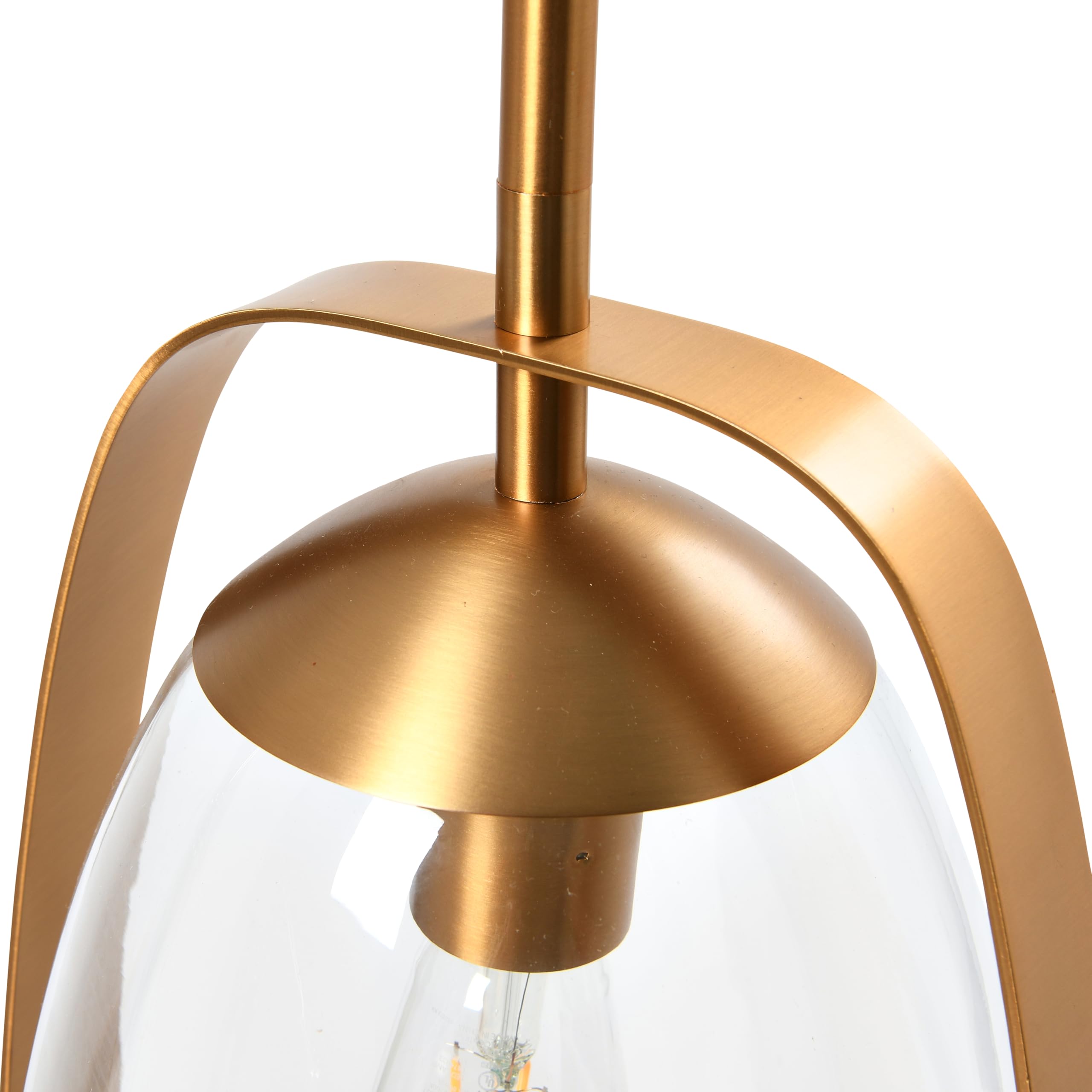 Jonah Brushed Gold Metal and Glass Ceiling Light Fixture - Modern Industrial Pendant Lighting for Dining Room, Kitchen Island & Bedroom