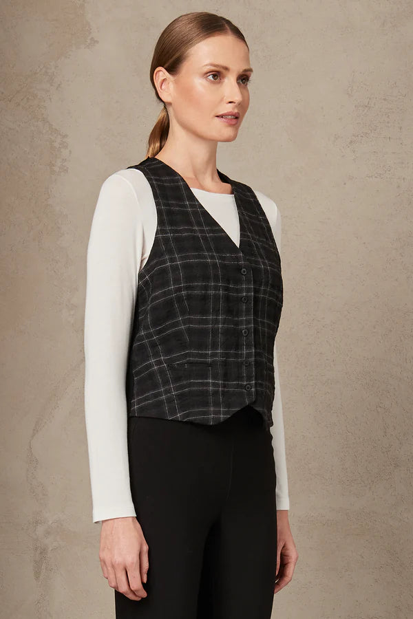 Double Face Checked Vest for Men & Women - Black - Stylish Layering Piece for Fall & Winter Outfits