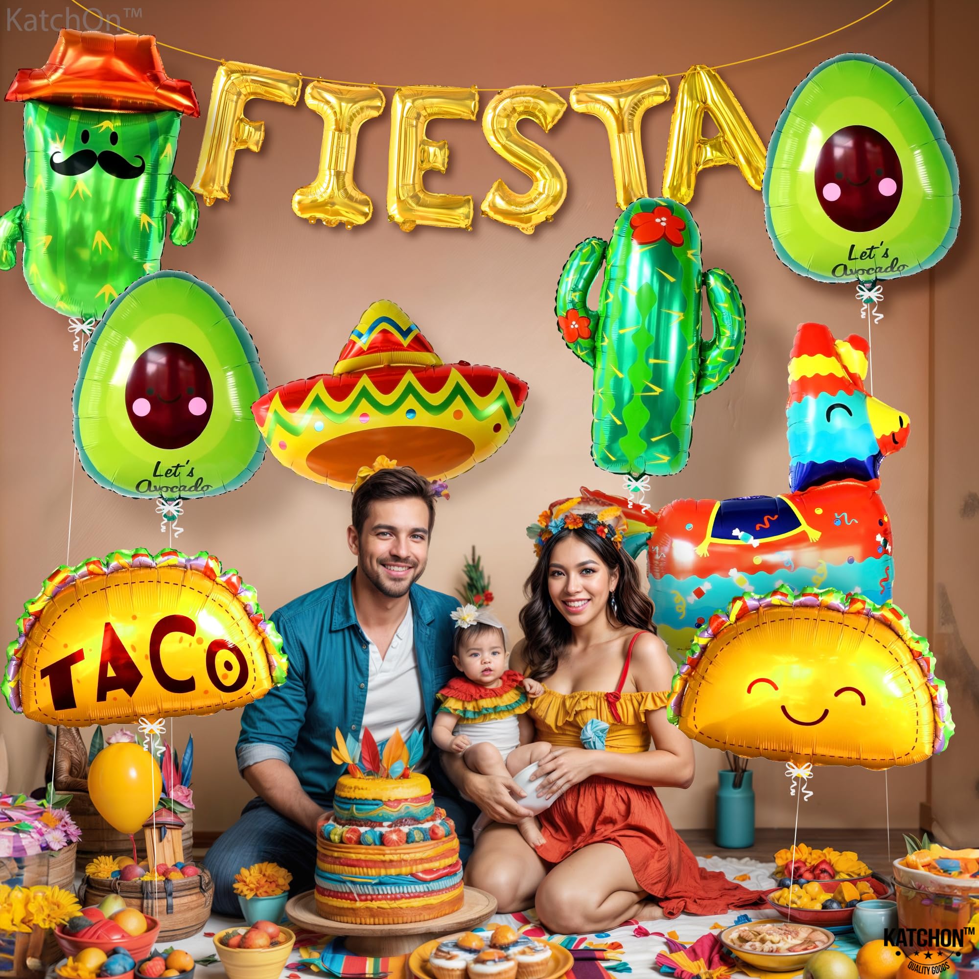KatchOn 14-Piece Fiesta Party Decorations Set - Taco Themed Balloons & Cinco De Mayo Party Supplies | Mexican Fiesta Decor for Taco Tuesday, Cinco De Mayo Celebrations & Themed Birthday Parties