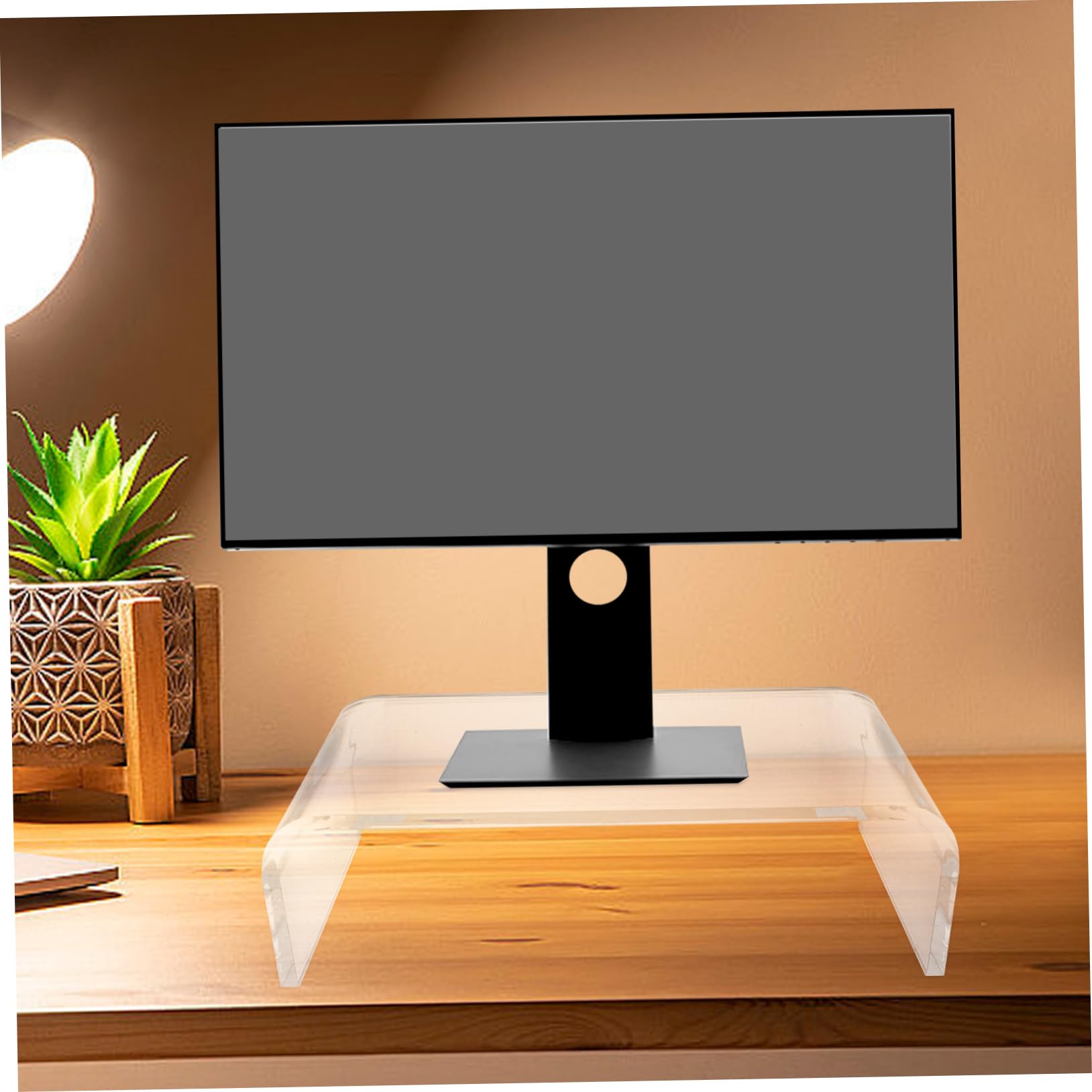 DIYEAH Clear Acrylic Computer Monitor Riser - Adjustable Laptop Stand, Printer Shelf, Screen Desk Organizer for Home Office, Gaming Setup, and Workspace Efficiency