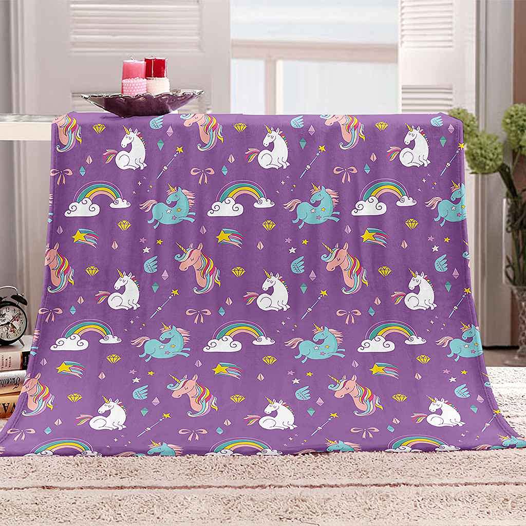 Soft Fuzzy Plush Fleece Blanket for Adults - All Season Microfiber Flannel Throw Blanket for Couch, Bed & Sofa - Large 70.8x86.6 Inch Cartoon Purple Horse Design - Cozy for Winter Nights, Movie Time & Home Decor
