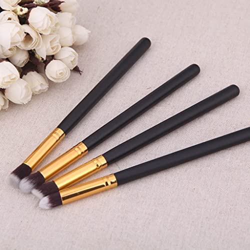 Professional MeeTo Eyeshadow Blending Brush Set - 4 Pcs Bristle Pencil Brushes for Eyeshadow, Foundation & Mascara Application - Perfect for Makeup Artists & Beginners (Black)
