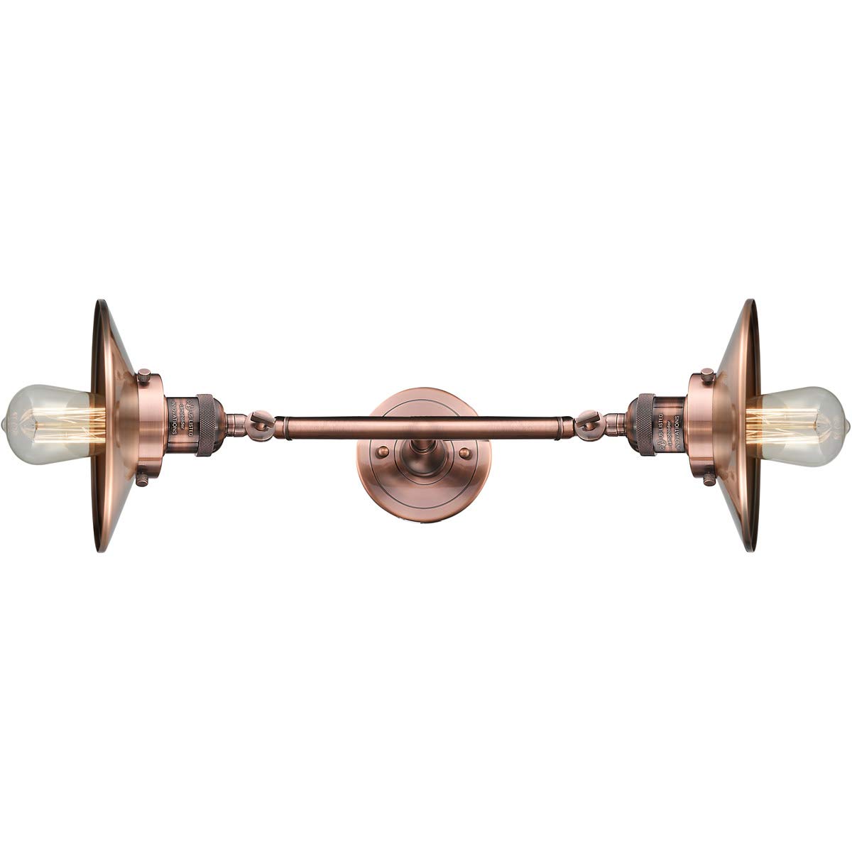 Vintage Copper Bathroom Vanity Light Fixture - 8 Inch Wide Antique Brass Sconce with 2 Lights - Perfect for Bathroom, Powder Room, and Farmhouse Decor
