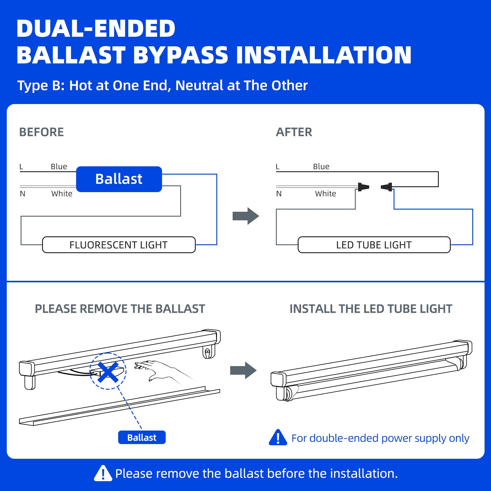 Barrina 8 FT LED Tube Lights, 44W 5500lm 5000K Daylight White, Super Bright T8 T10 T12 LED Bulb, FA8 Single Pin LED Shop Lights with Clear Cover - Energy Efficient Fluorescent Replacement (Pack of 12) for Warehouse, Garage & Commercial Lighting