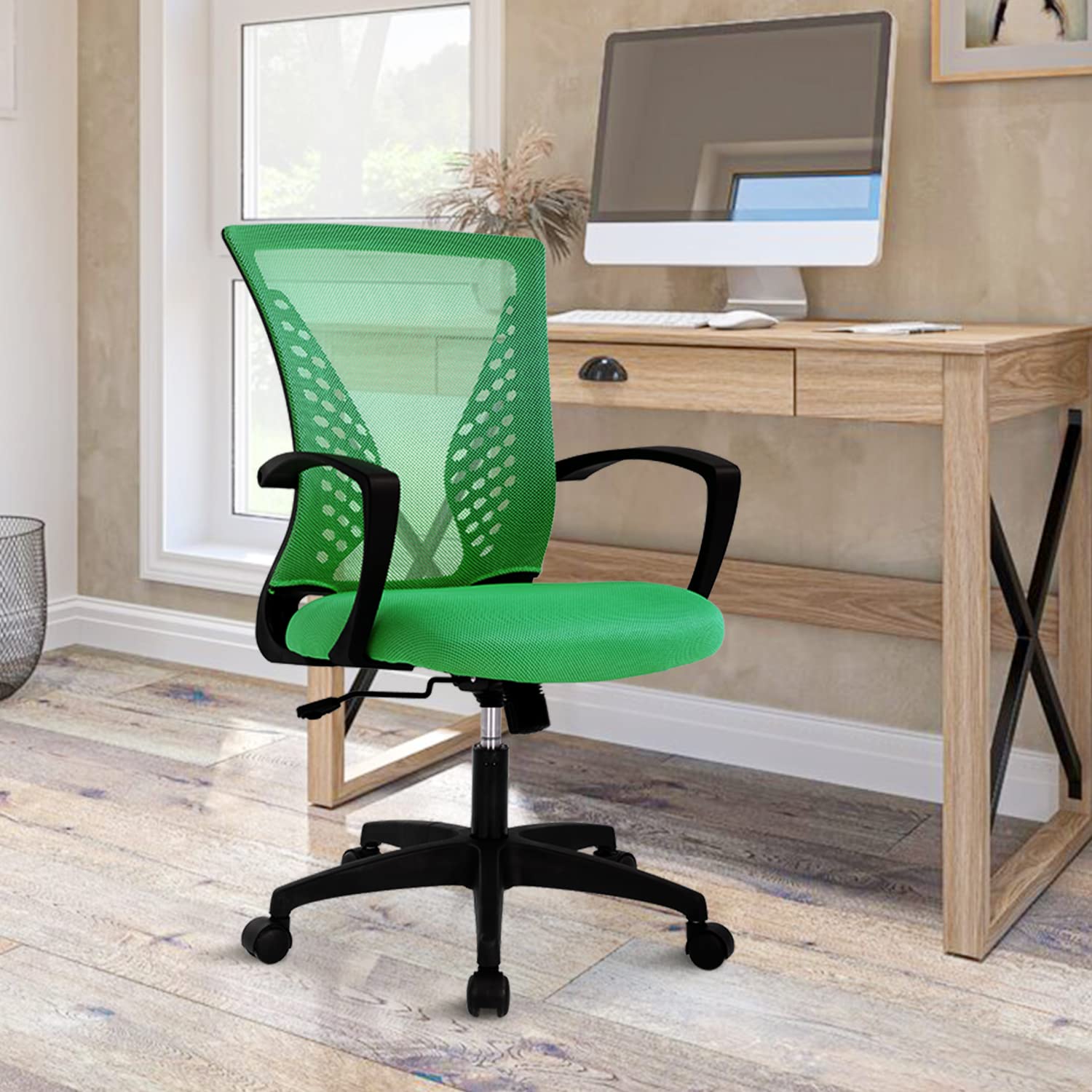 Ergonomic Office Chair for Women - Adjustable Mid Back Swivel Computer Chair with Lumbar Support & Breathable Mesh - Perfect for Home Office, Meeting Rooms & Long Work Sessions