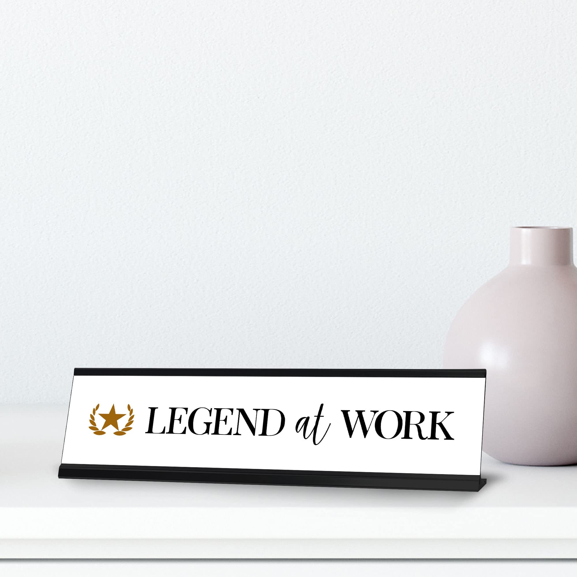 Legend at Work - Elegant Personalized Nameplate Desk Sign (2 x 8 Inches) - Perfect Office Decor for Professionals, Executives & Home Office