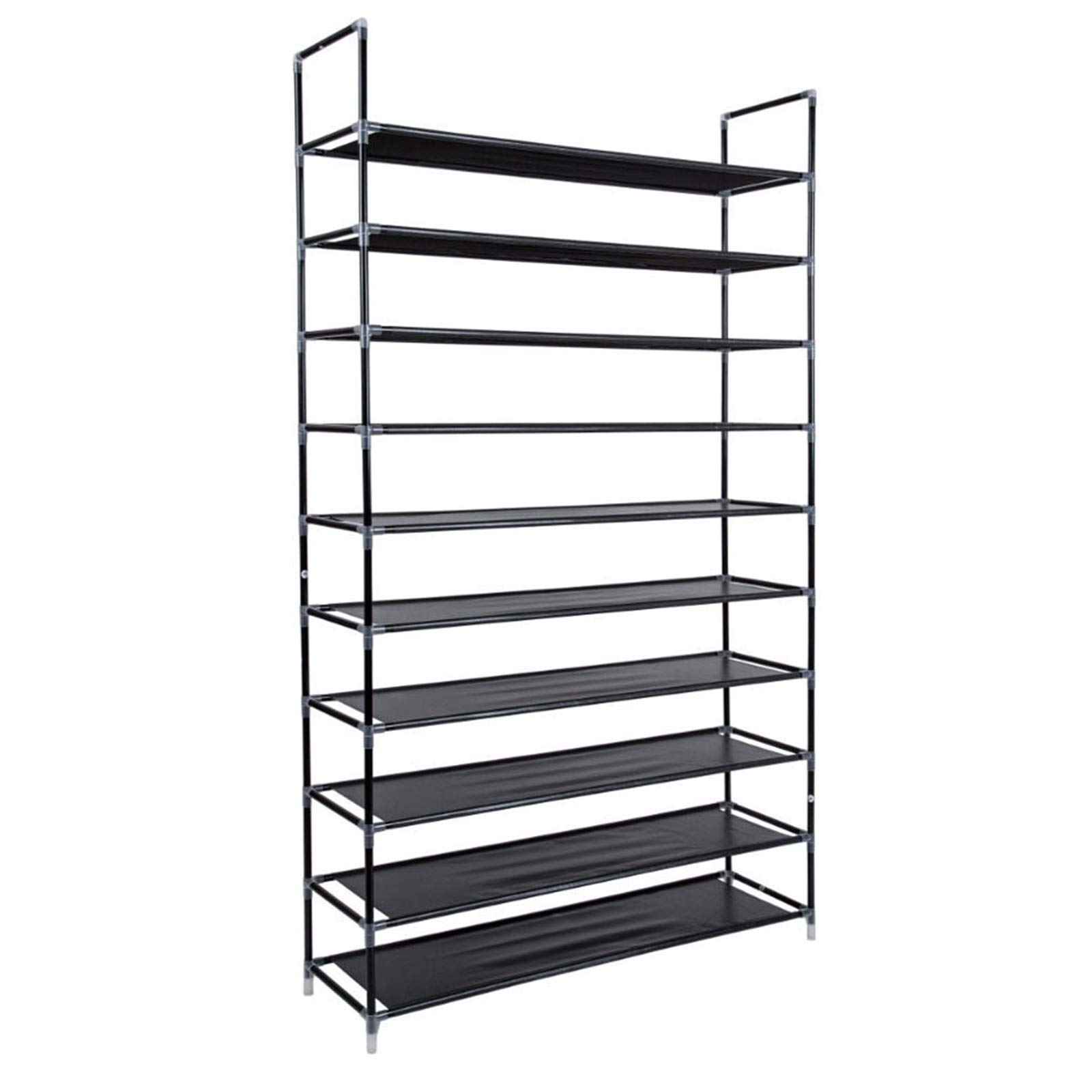 10-Tier Shoe Rack Organizer - Holds 50 Pairs, Space-Saving Freestanding Shoe Shelf for Closet, Entryway, Garage & Bedroom - Black Shoe Storage Solution for Home Organization & Small Spaces