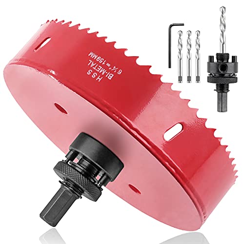 6-1/4 Inch Hole Saw Kit - Heavy Duty Bi-Metal Cutter for Wood, Metal & Plastic - DIY & Construction Use