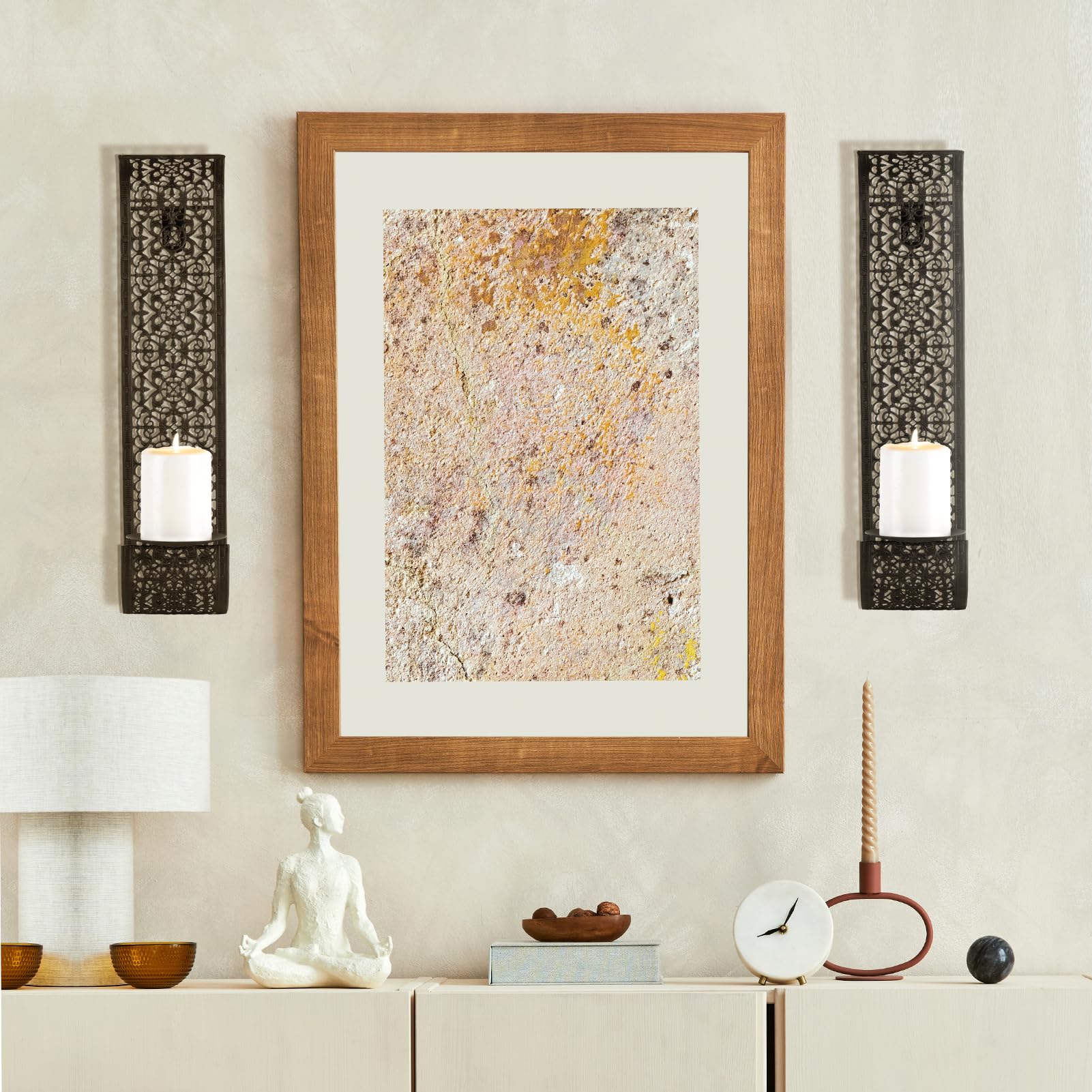 Modern Metal Wall Candle Holders Set of 2 - Black Rustic Hanging Sconces for Bathroom & Living Room Decor | Perfect for Romantic Ambiance, Spa Relaxation & Farmhouse Style Home Décor