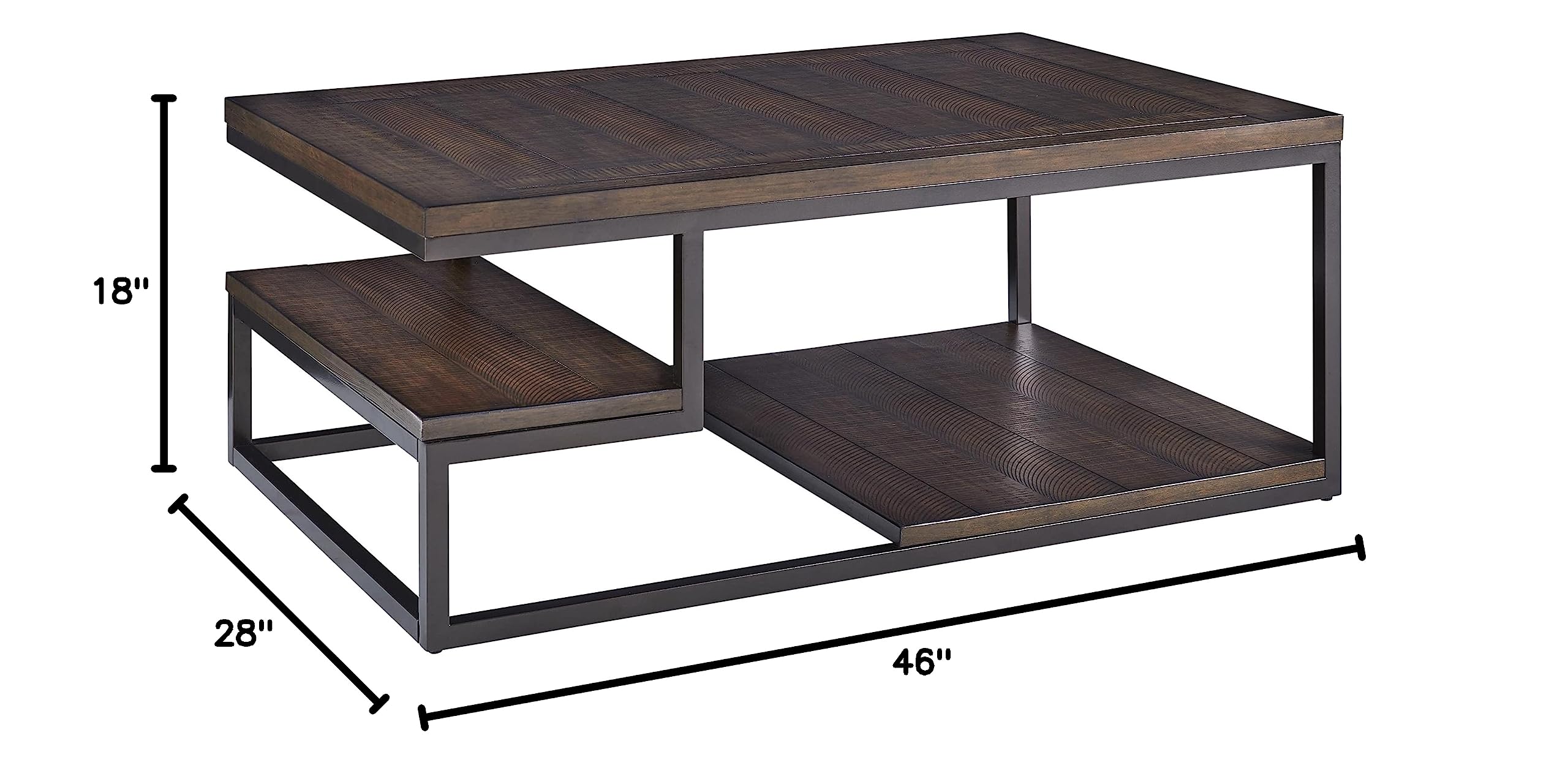 Progressive Furniture Lake Forest Rectangular Coffee Table in Cola Brown - Modern Living Room Centerpiece for Home Decor