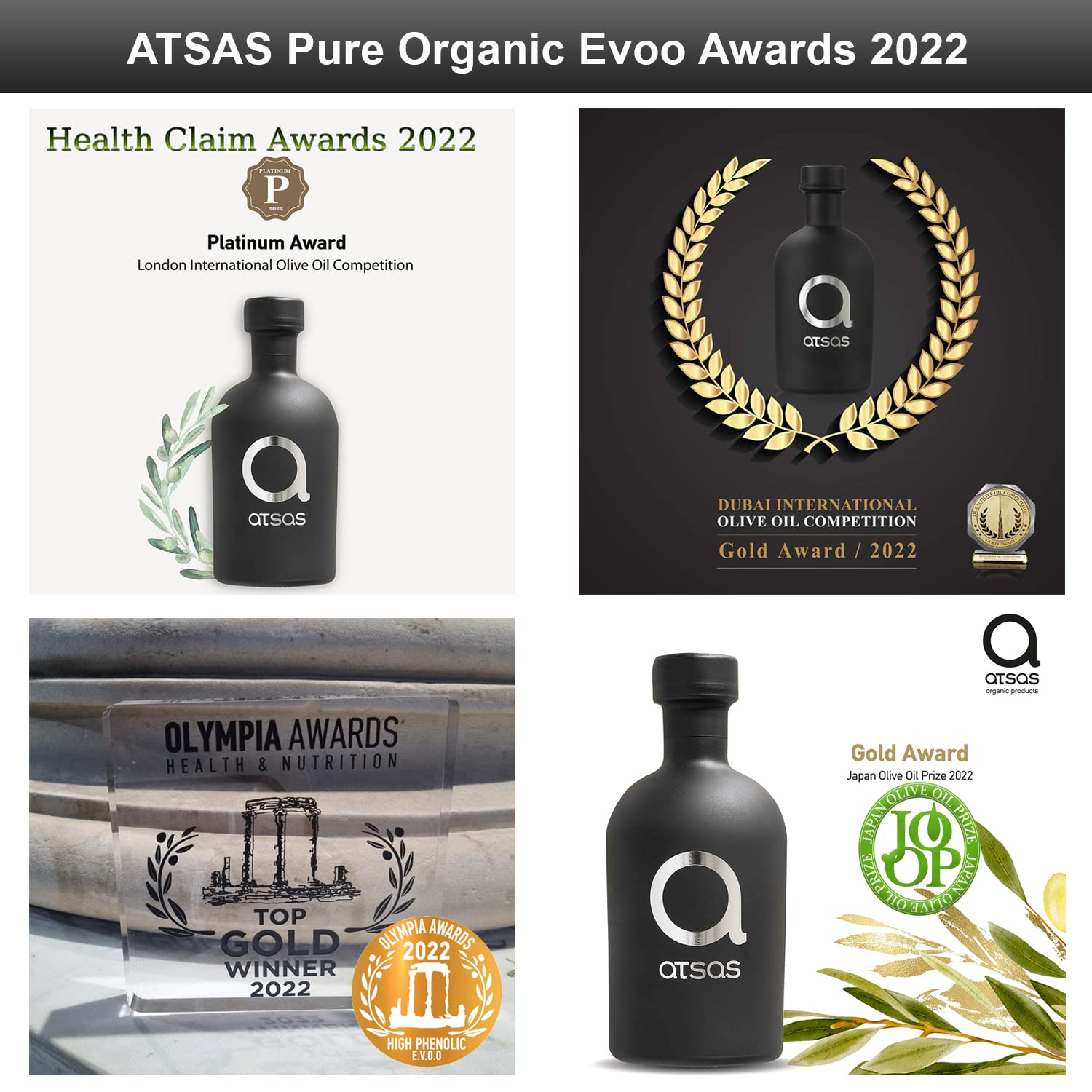 Premium Atsas Extra Virgin Organic Olive Oil - Cold Pressed in Cyprus, Rich in Polyphenols | Award-Winning 2023 Harvest | 100ml Bottle | Perfect for Salads, Cooking & Healthy Diets