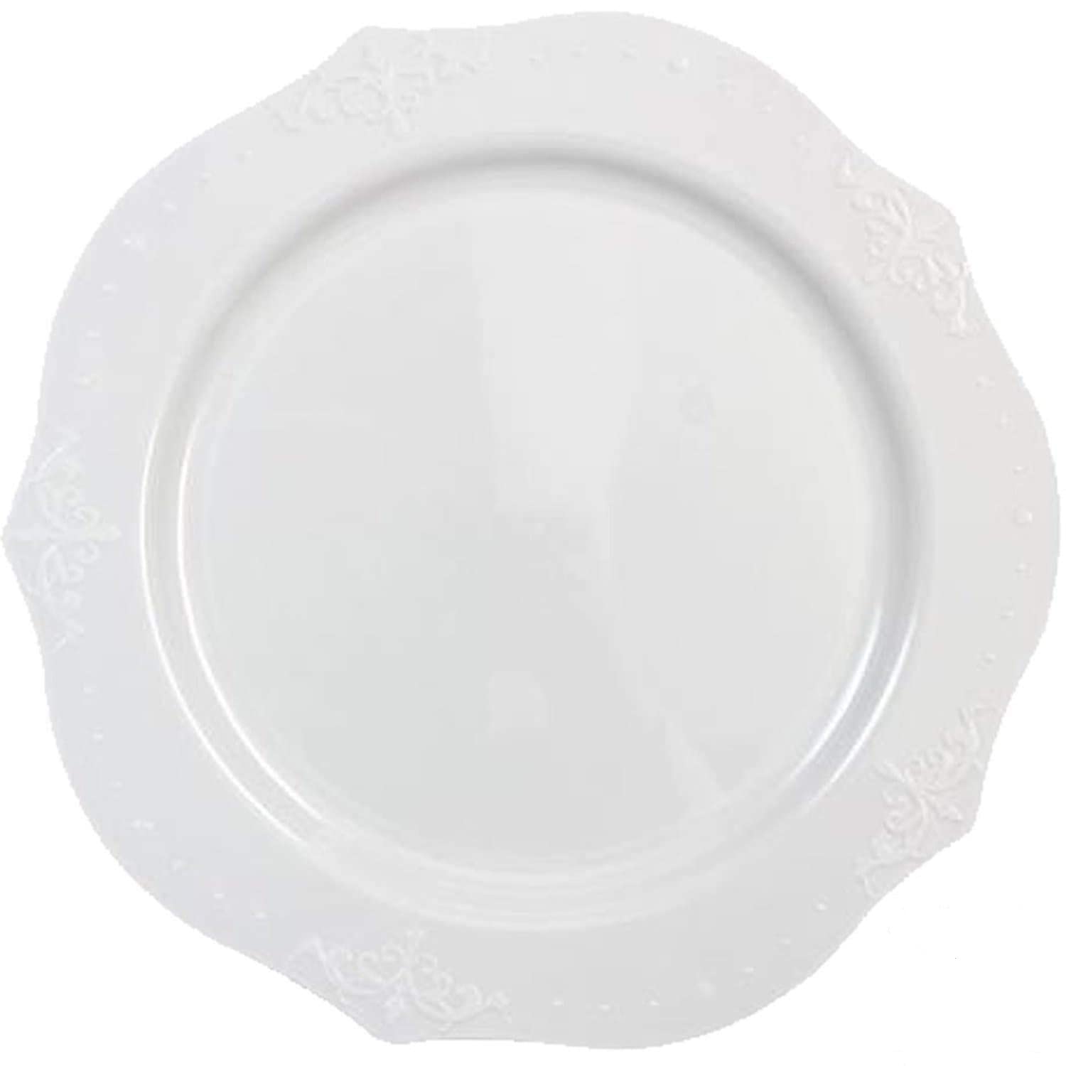 Elegant Disposable Plastic Dinnerware Set - 20-Piece Wedding Party Tableware in Antique White | Perfect for Bridal Showers, Receptions & Formal Events