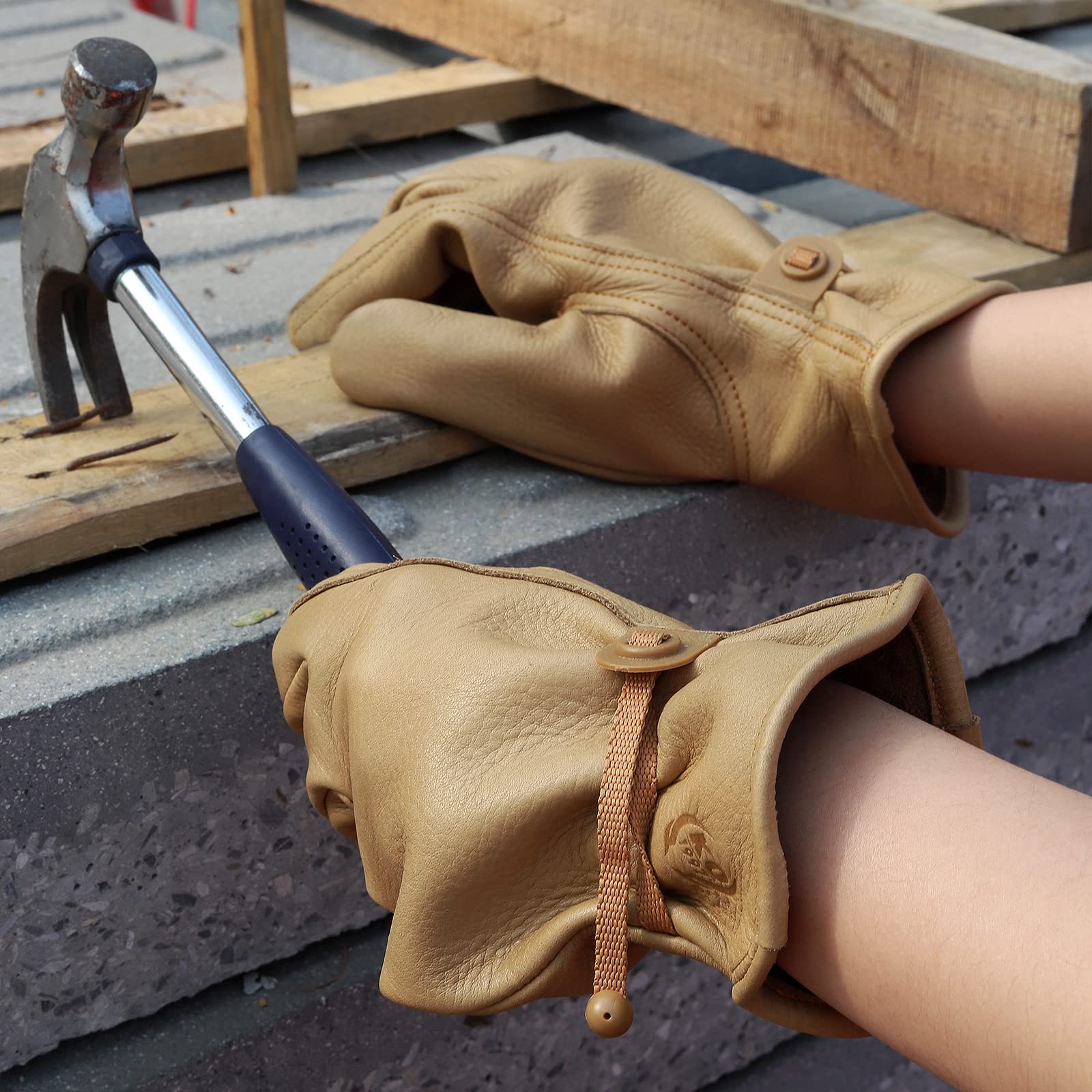 Durable Cowhide Work Gloves - Puncture & Cut Resistant for Gardening & Labor