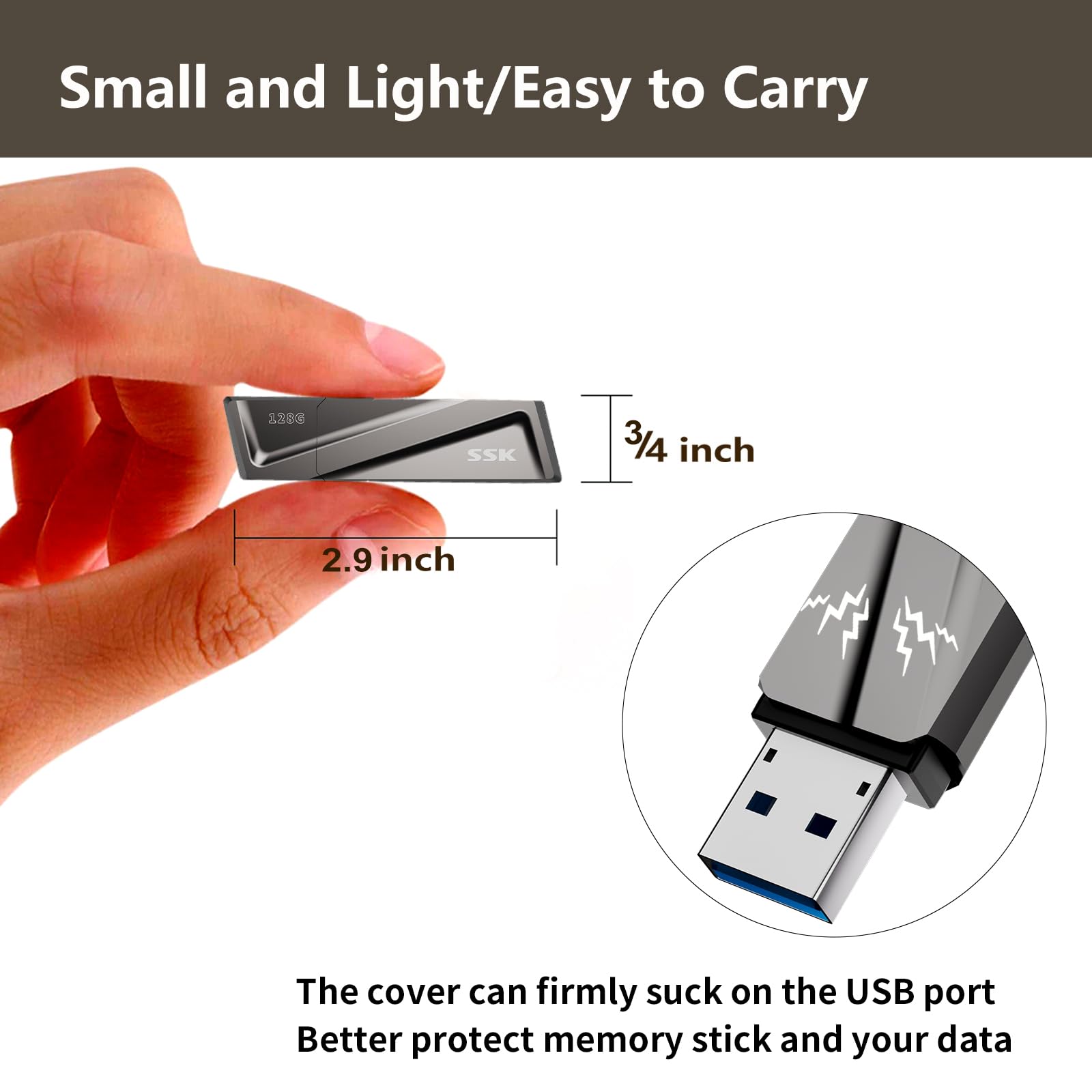 SSK 128GB USB 3.2 Flash Drive 550MB/s for Smartphones & Laptops