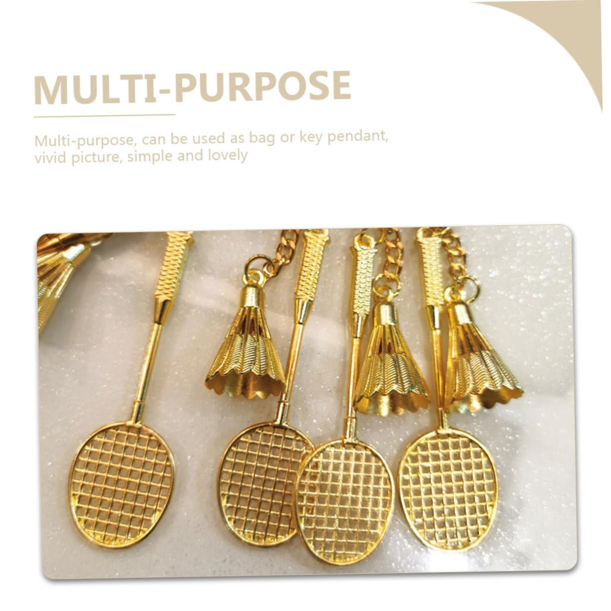 NAMOARLY 30 Pcs Badminton Keychain Set - Golden Zinc Alloy Sports Keychains for Badminton Lovers - Perfect Gift for Players, Coaches & Fans - Great for Car Keys, Gym Bags & Sports Equipment