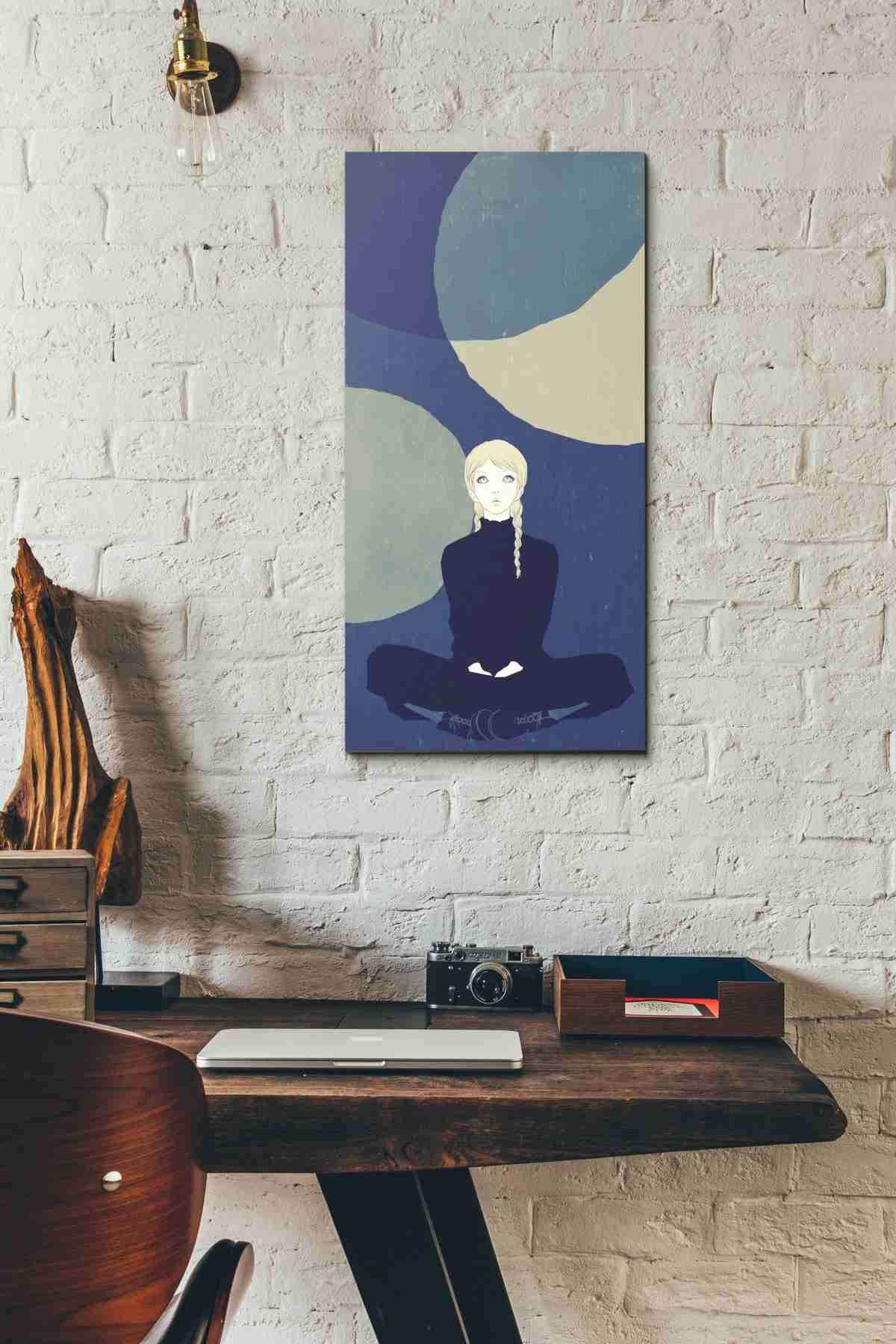 Blue Planets by Sai Tamiya - 12x24 Inch Modern Canvas Wall Art for Living Room, Bedroom & Office Decor | Stretched Framed Ready to Hang
