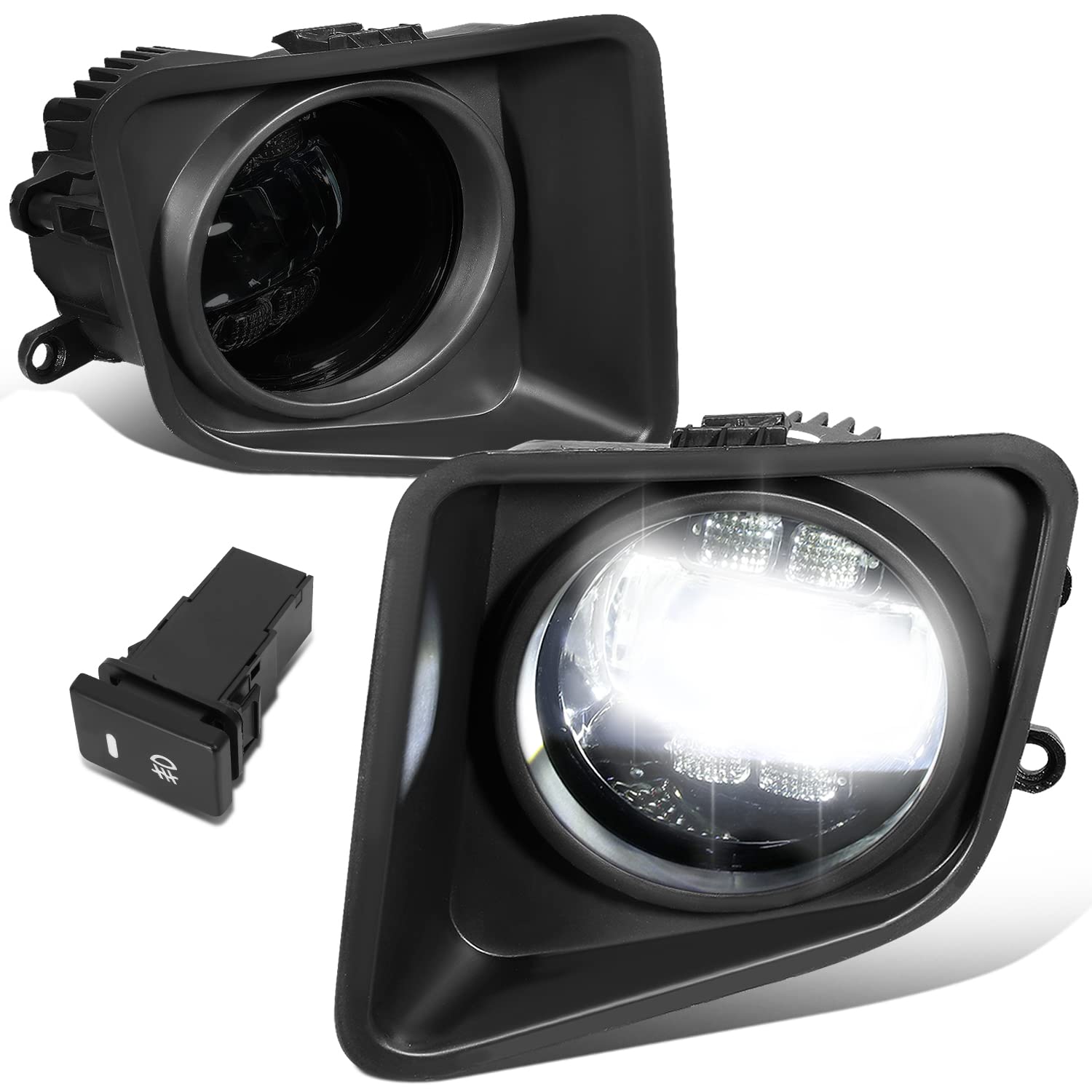 DNA MOTORING FL-ZTL-363-SM Pair of Black Housing Fog Lights with Bezels - Compatible with 2014-2021 Toyota Tundra, Smoked Lens - Upgrade Your Truck's Night Visibility for Off-Roading & Bad Weather Driving
