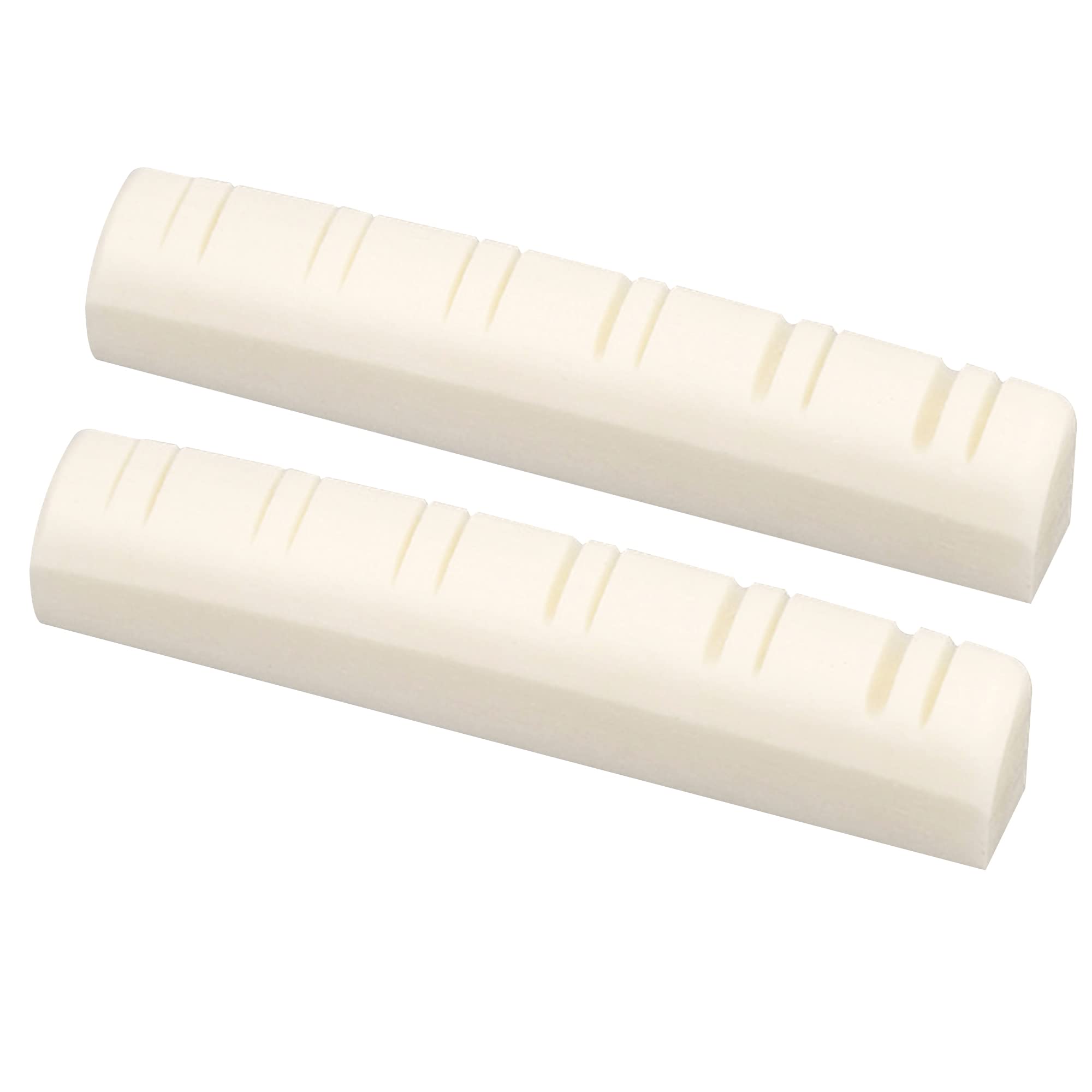 Musiclily 12-String Acoustic Guitar Slotted Bone Nut - 49x6x9.2/8.7mm Buffalo Bone Neck Nut (2-Pack) for Folk & Country Music Performance & Guitar Maintenance